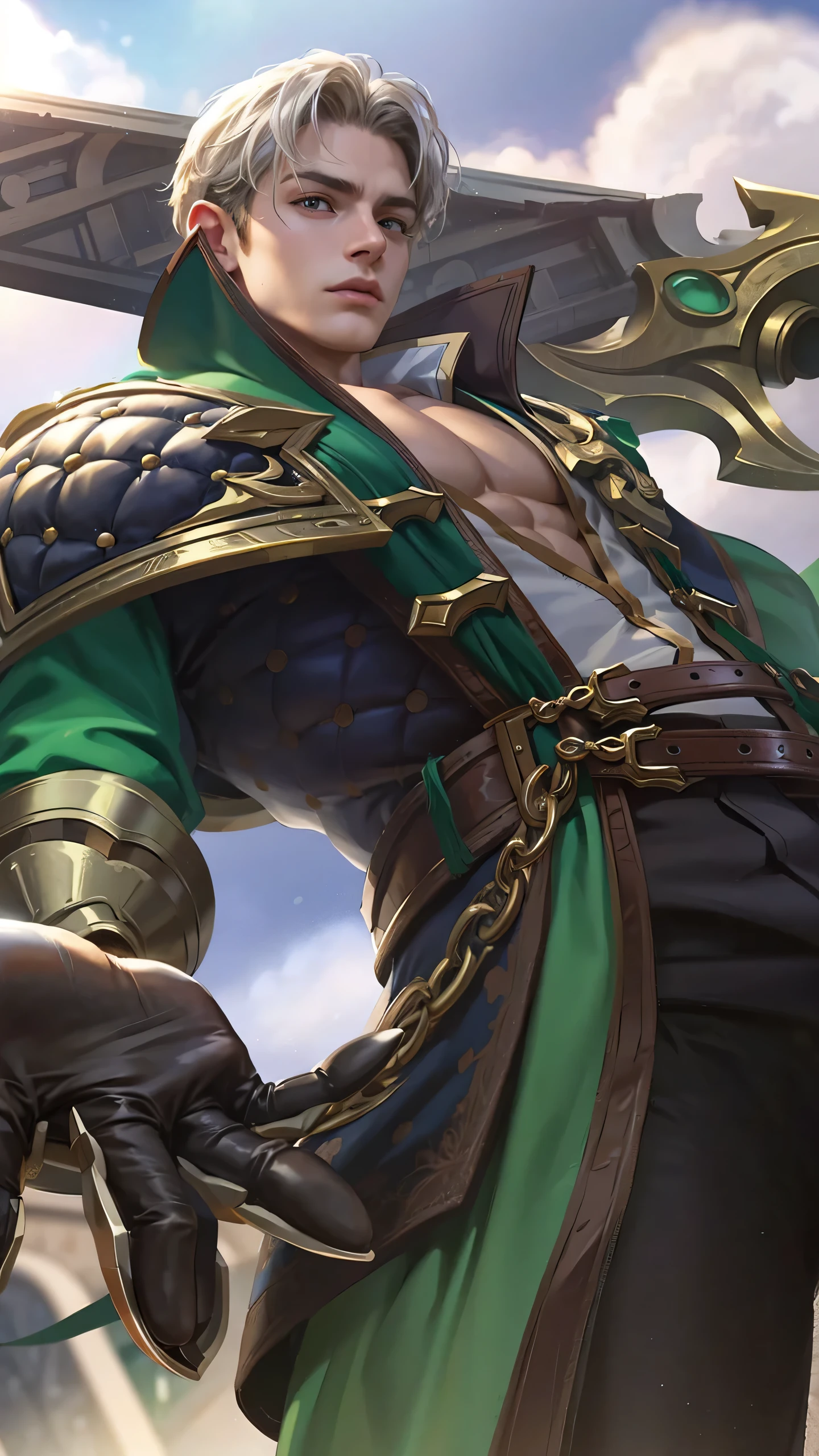 Best quality, masterpiece, detailed skin texture, detailed clothes texture, detailed face, super detail, 8k, intricate detail, 1 boy, The color doesn't change, Muscle guy, 1 guy