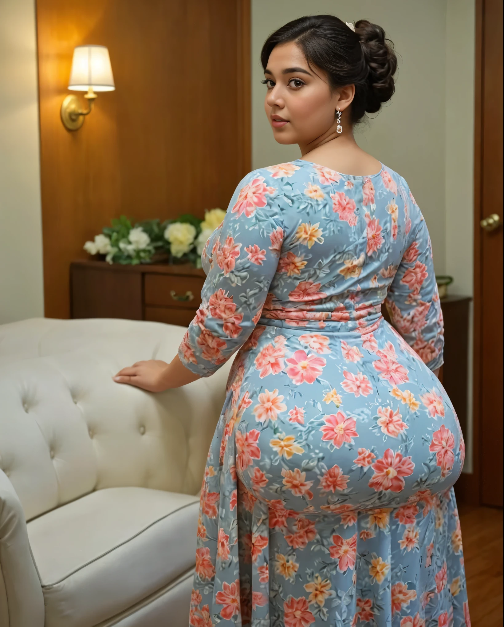 Bedroom photo of 26yo in school school photo in school masterpiece, (photorealistic:1.4), best quality, beautiful lighting,Eleanor Pakistani girl 20yo Old Big Breasts Plus Size Model Bun lHair Bun Hair Long extremely curly Hair Lifts Skirt Up Raised Skirt,,(big booty) (face here) Plus size bbw big ,grass, (wide booty)insanely inflated hips,Thick body ,fat body , curve shap body, widest hips , thick hips ,widest breast, thick breast