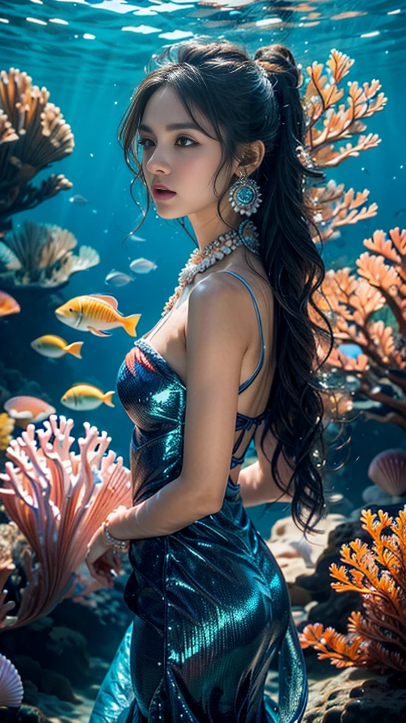 An amazing underwater world filled with colorful fish swimming gracefully through crystal blue waters surrounded by coral reefs teeming with life! Photography - Canon EOS R, Lens EF 16-35mm f/2.8L III USM, ISO 100, Focal Length 35 mm, Shutter Speed 1/125 secs, Aperture f/11, Exposure Bias 0 EV, White Balance Auto, Flash Off, Noise Reduction High, Image Size Large JPEG, Color Space RGB, Quality Standard, Sharpness Priority, Focus Area Single Point AF, Metering Mode Evaluative metering, Picture Style Fine Detail, Digital Lens Optimizer On, Resize To Fit Screen, File Naming Rule Original Filename Unchanged, Save As Copy In Camera Raw Format, Optimize For Quick View And Web Poster, Compression Level 8, Resolution 12 MP, DPI 300 PPI, Rotate None, Cropping Not Applied, Straighten Horizontal Distortion Correction Disabled, Output Image Format TIFF, Tone Curve Off, Saturation 0%, Contrast +0.7, Hue 0%, Lighting Effects Off, Filter Effects Off, Vibrance 0 %, Clarity 50%, Shadow/Highlight Adjustment Off, Local Tonal Enhancement Off, Selective Color Control Reduce Blue, Chromatic Aberration Off, Skin Softening Effect Off, Clear Coat Off, Smooth Skin Option Off, Eye Brightener OFF, Blurring Options ON, Depth Of Field Preview OFF, Motion Blur OFF, Subject Detection OFF, Background Defocus Amount 10, Autofocus Method Face Detect AF, Continuous Shotting Rate 30 frames per second at shutter speed 15 seconds, Drive mode Normal shooting, Burst rate 14 shots, Bracketing method +/- 2 stops
