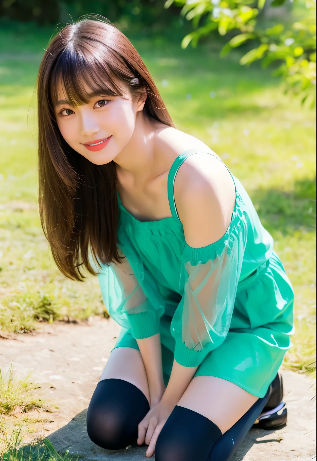 solo,1girl of (20 yo),20 years old girl,young,aged down,
(parted lips),light smile,(thighhighs),
jin clothing,jinstyle,outdoors,(looking at viewer:1.3),see-through,(light blush),
detailed eyes,(intricate:1.05),(looking at viewer),(shiny skin,skindentation),wide angle,
hanfu,
shiny skin, skindentation, best quality, ultra high res, (photorealistic:1.4),