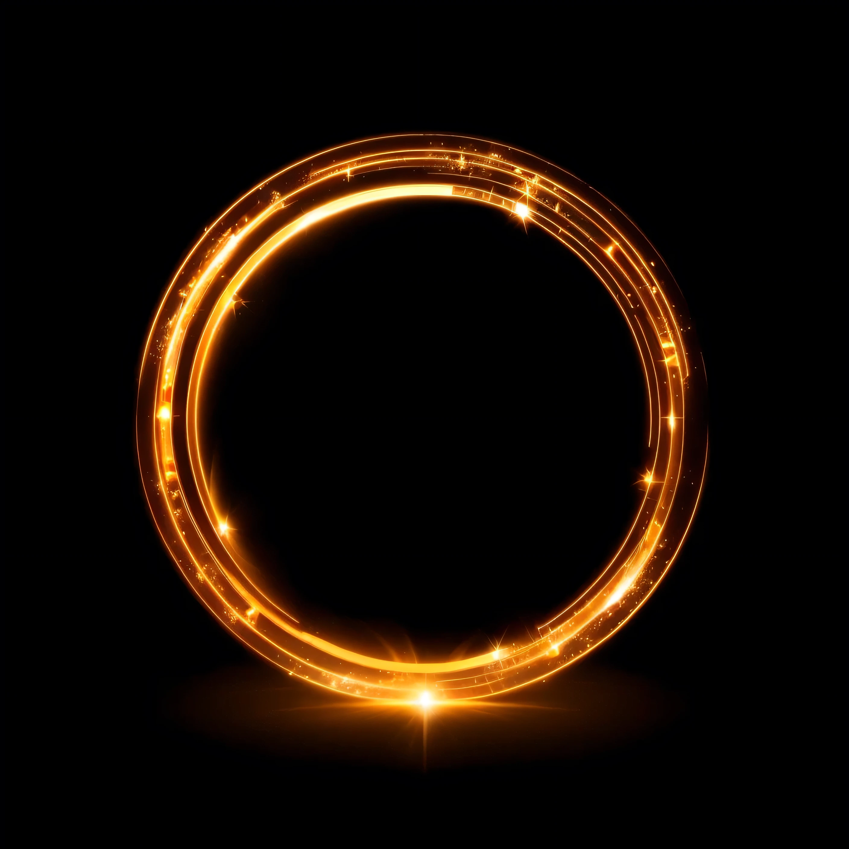 um close de um anel brilhante em um fundo preto, halo de fogo luminoso, halo laranja, anel aceso, circles of light, symmetrical rim light, Anel de Fogo, looping de luz, anel de luzing, luz de borda brilhante, circular lighting, anel de luz, RingFlash, halo ardente fractal, portal luminoso do buraco negro, luzes de aro complementares, Technological rings, um halo brilhante