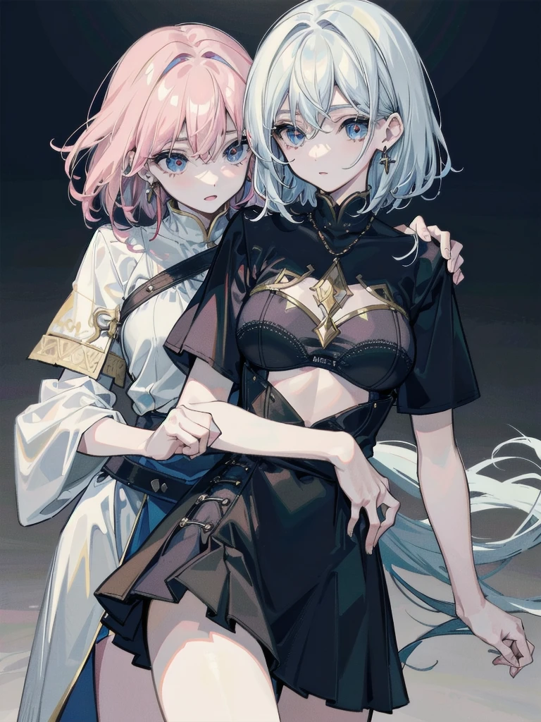 (((yuri))), (((3 girls))), ((cheongsam)), absurdres, RAW photo, extremely delicate and beautiful, masterpiece, Best Quality, ultra high resolution, 32k, hyperrealistic, ultra-detailed, detailed description, perfect anatomy, pale skin, 20 years old, detailed beautiful face and eyes, tearful mole, earring, short medium hair, wavy hair, random colored hair, whole body shot, big tits,
