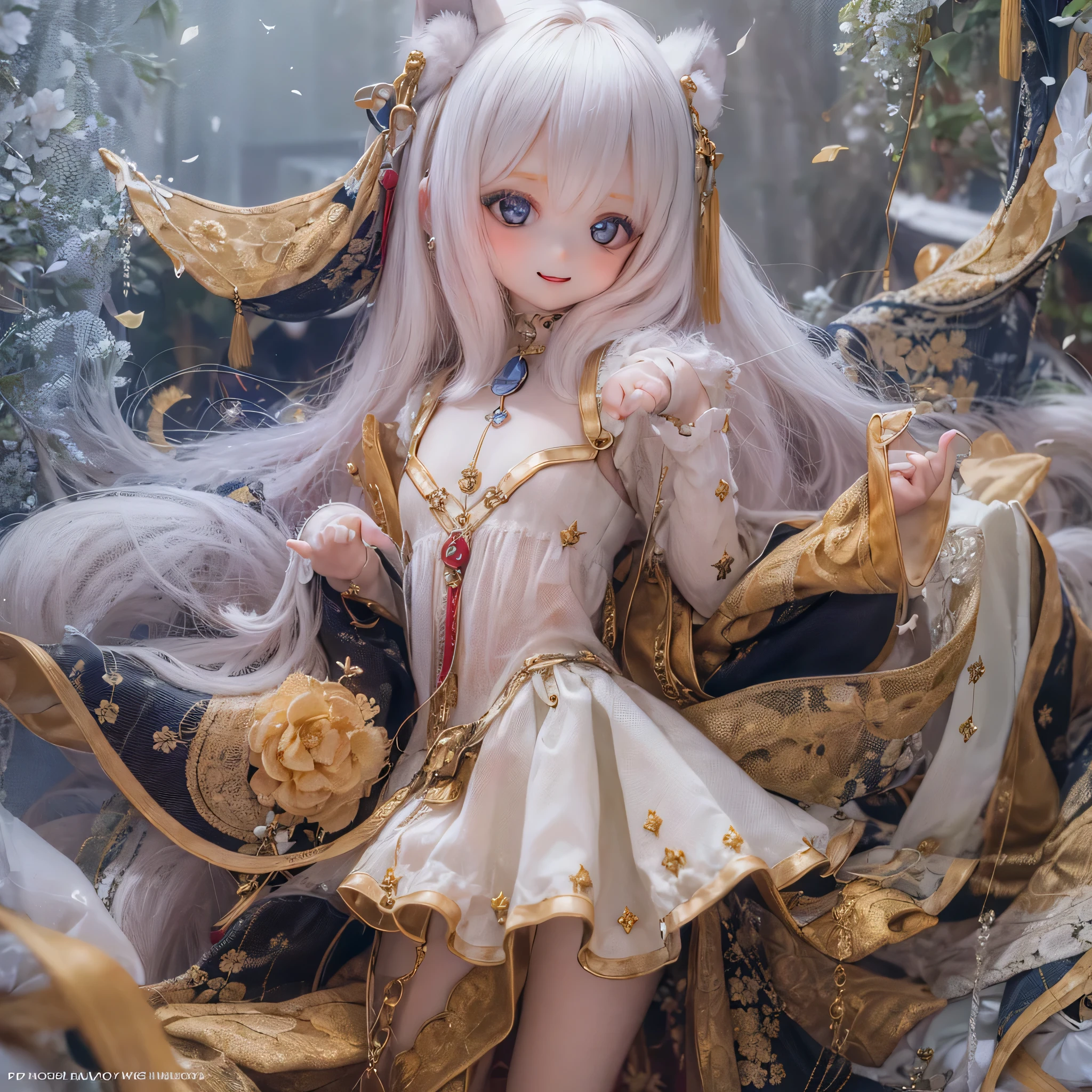 (highest quality, High resolution, Realistic:1.37),Very detailed, Beautiful details,Beautiful lip detail,Very detailed目と顔,Long eyelashes,One Girl,Portraiture,Sharp focus,Vibrant colors,Soft lighting,Fenrir Girls,Fantasy elements,Snow Scene,ice magic,Flowing hair,Heavenly beauty(((((whole body)))))(((((Princess Dress)))))cute  yo  cute  whole body  (((Cute pose)))(((((((ch)))))(((pretty girl)))flat chest shoesタイツ contrapposto、Smiling in a short dress