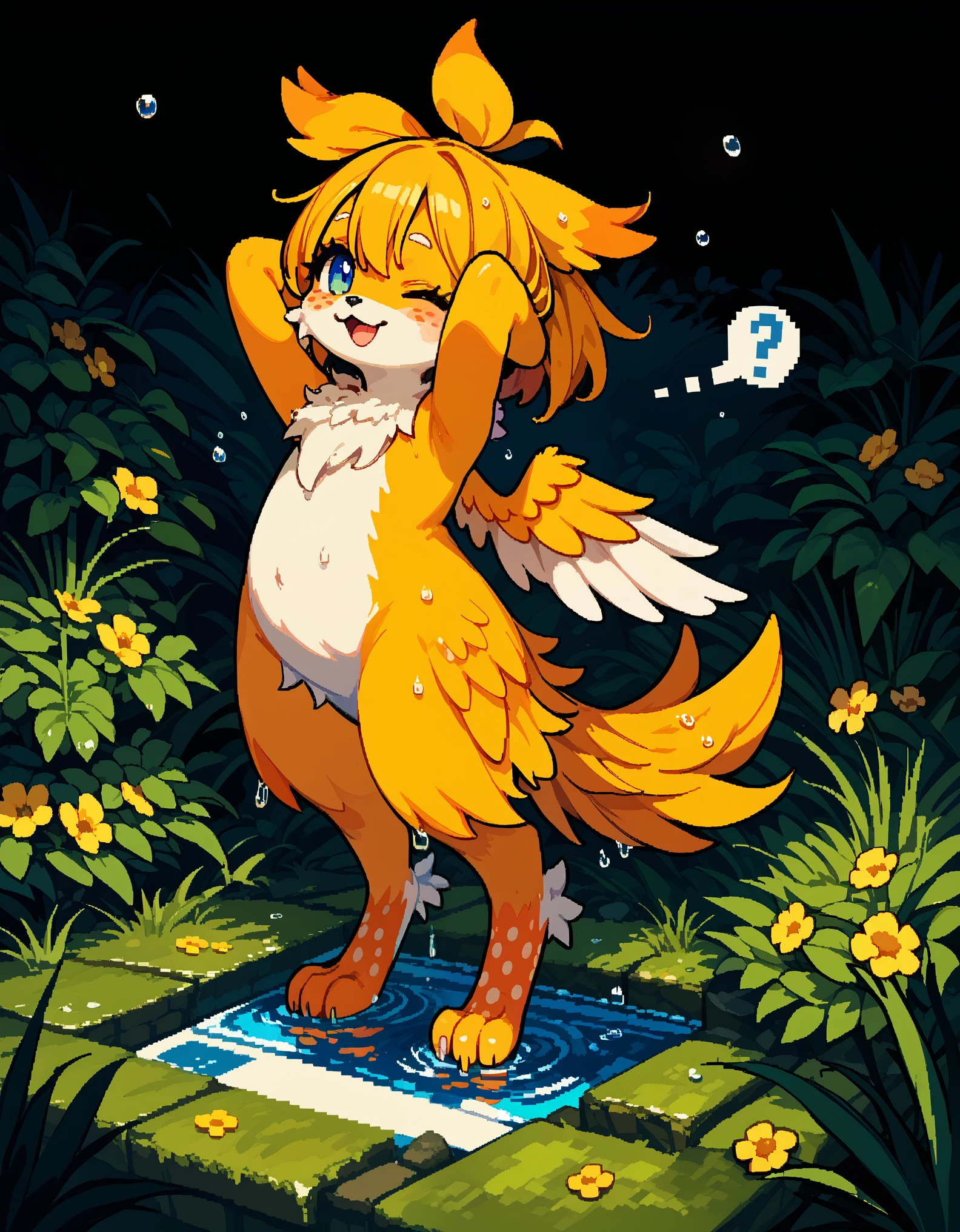 masterpiece, best quality, highly detailed, sen, animal ears, fox ears, fox girl, fox tail, hair flower, hair ornament, orange eyes, orange hair, short hair, tail, blush, looking at viewer, , , brown shoes, girl,Legs wide open,White underwear,NSFW,Shocked face,Undressing,Expose,Blowjob,Naked,Semen all over the body,Bukkake,Love juice,peace sign,Standing,Toilets in the park