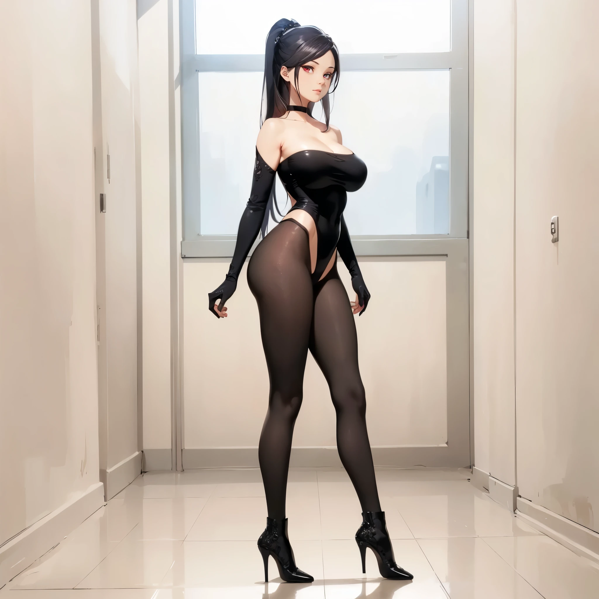 ((1girl, solo, full body, from side)), ((standing)), (perfect anatomy, perfect hands, perfect legs), beautiful body, natural proportions BREAK
extremely detailed face, (beautiful detailed eyes:1.6), (realistic pupils, realistic iris:1), expressive eyes, looking at viewer, (hyperrealistic:1), (detailed skin texture:1.2), smooth skin, (plain white hair:1.5), (red eyes:1.5), (long hair), ((mature female)) BREAK
(skin tight:1.4), (black outfit:1.5) BREAK
(masterpiece:1.2), best quality, high resolution, (highly detailed shading), (realistic lighting:1.2), anime-style, perfect lighting, bright lighting, vibrant colors, dynamic tones, striking hues, 8k, absurd resolution, perfect shadows, hdr, UHD, ambient lighting, realistic, ultra-realistic, photo realistic, highly detailed, rich detail, luminous colors, fine texture, intricate design, professional illustration, (soft light), (illustration:0.8)