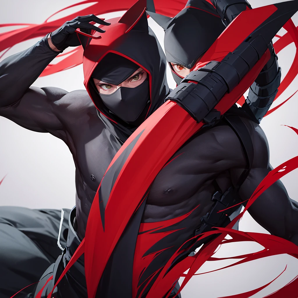 ninja com capacete de reptiliano vermelho