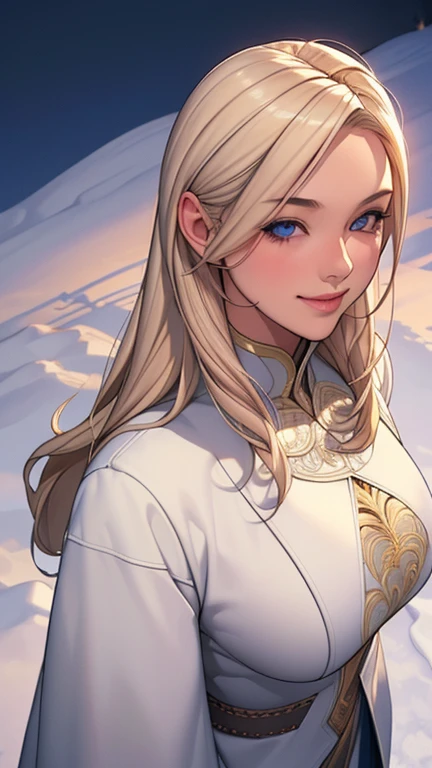 (masterpiece), (best quality), 1girl, (perfect face:1.2), (beautiful face:1.2), platinum blonde hair, (from above, upper body:1.3), happy, light smile, looking at viewer, pose,
winter coat, outdoors, winter, snow, night time, intricate, depth of field, cinematic lighting,