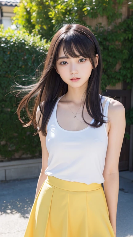 Lift up the skirt、Flip up the skirt、showing panties、Show your underwear、Show me your panties here、Panties are clearly visible、8K、Detailed Description、Very high definition、Realistic、reality的、Real、live-action、reality、High resolution、Nogizaka46、japanese idol,beautiful girl、21 years old、White tight tank top、Knee-up-top angle of view、Mouth closed、Lacrosse court、sunny、Strong winds、Straight Long Hair、Headband、Very black hair、Pastel yellow flared mini skirt、Her skirt is flipped up、Hair blowing in the wind、pretty girl、Beauty、Large Breasts、Glowing Skin、Glowing Skin、Shiny Hair、Very white skin、Heavy makeup、Embarrassed、Embarrassed look、Slit eyes、Big Eyes、Double eyelids、Don't show your teeth、clear、showing panties