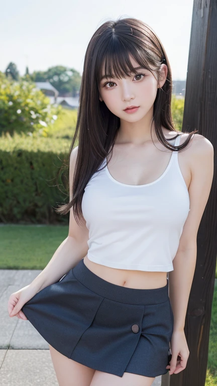 nsfw,Bold Pose、Lift up the skirt、Flip up the skirt、showing panties、Show your underwear、Show me your panties here、Panties are clearly visible、8K、Detailed Description、Very high definition、Realistic、reality的、Real、live-action、reality、High resolution、Nogizaka46、japanese idol,beautiful girl、21 years old、White tight tank top、Knee-up-top angle of view、Mouth closed、Lacrosse court、sunny、Strong winds、Straight Long Hair、Headband、Very black hair、Pastel yellow flared mini skirt、Her skirt is flipped up、Hair blowing in the wind、pretty girl、Beauty、Large Breasts、Glowing Skin、Glowing Skin、Shiny Hair、Very white skin、Heavy makeup、Embarrassed、Embarrassed look、Slit eyes、Big Eyes、Double eyelids、Don&#39;t show your teeth、clear、showing panties