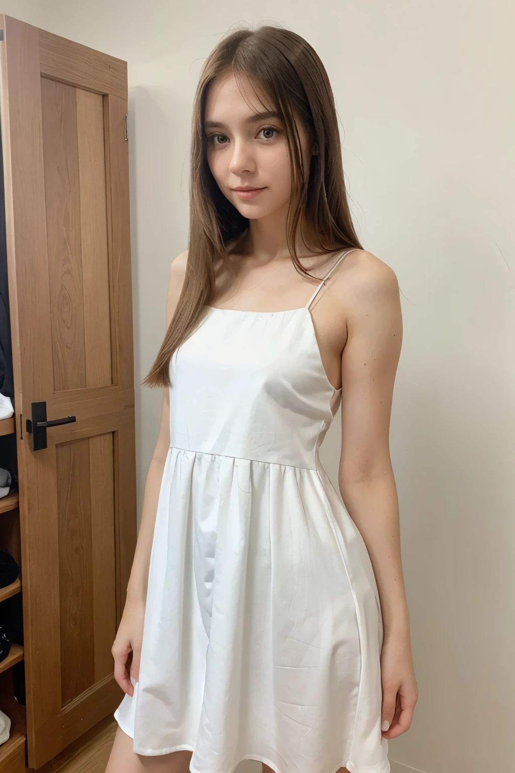 Girl White Skin with Dress straight hair