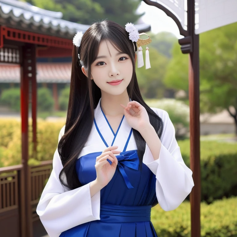 Asian woman Araffe in a blue and white dress poses for a photo, palace , a girl in Hanfu, Hanfu, white Hanfu, Hanbok, Korean girl, korean Hanbok, beautiful south korean women, with ancient Chinese clothes, Wear ancient Chinese clothes, Ulzzang, Japanese clothes, Sakimi-chan, traditional art, ความงามแบบดั้งเดิมหญิงชาวเอเชียอาราฟเฟ่in kimonoโพสท่าถ่ายรูป, palace , a girl in Hanfu, traditional art, fan art, Hanfu, fox and bush, Chinese girl, Wear ancient Chinese clothes, Miko, white Hanfu, Sakimi-chan, in kimono, Shikami, irelia, anime girl, sexy pose, on my bed, young and cute girl red expensive silk,