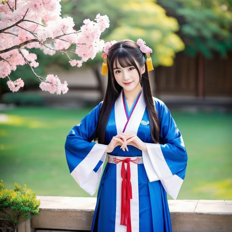 Asian woman Araffe in a blue and white dress poses for a photo, palace , a girl in Hanfu, Hanfu, white Hanfu, Hanbok, Korean girl, korean Hanbok, beautiful south korean women, with ancient Chinese clothes, Wear ancient Chinese clothes, Ulzzang, Japanese clothes, Sakimi-chan, traditional art, ความงามแบบดั้งเดิมหญิงชาวเอเชียอาราฟเฟ่in kimonoโพสท่าถ่ายรูป, palace , a girl in Hanfu, traditional art, fan art, Hanfu, fox and bush, Chinese girl, Wear ancient Chinese clothes, Miko, white Hanfu, Sakimi-chan, in kimono, Shikami, irelia, anime girl, sexy pose, on my bed, young and cute girl red expensive silk,