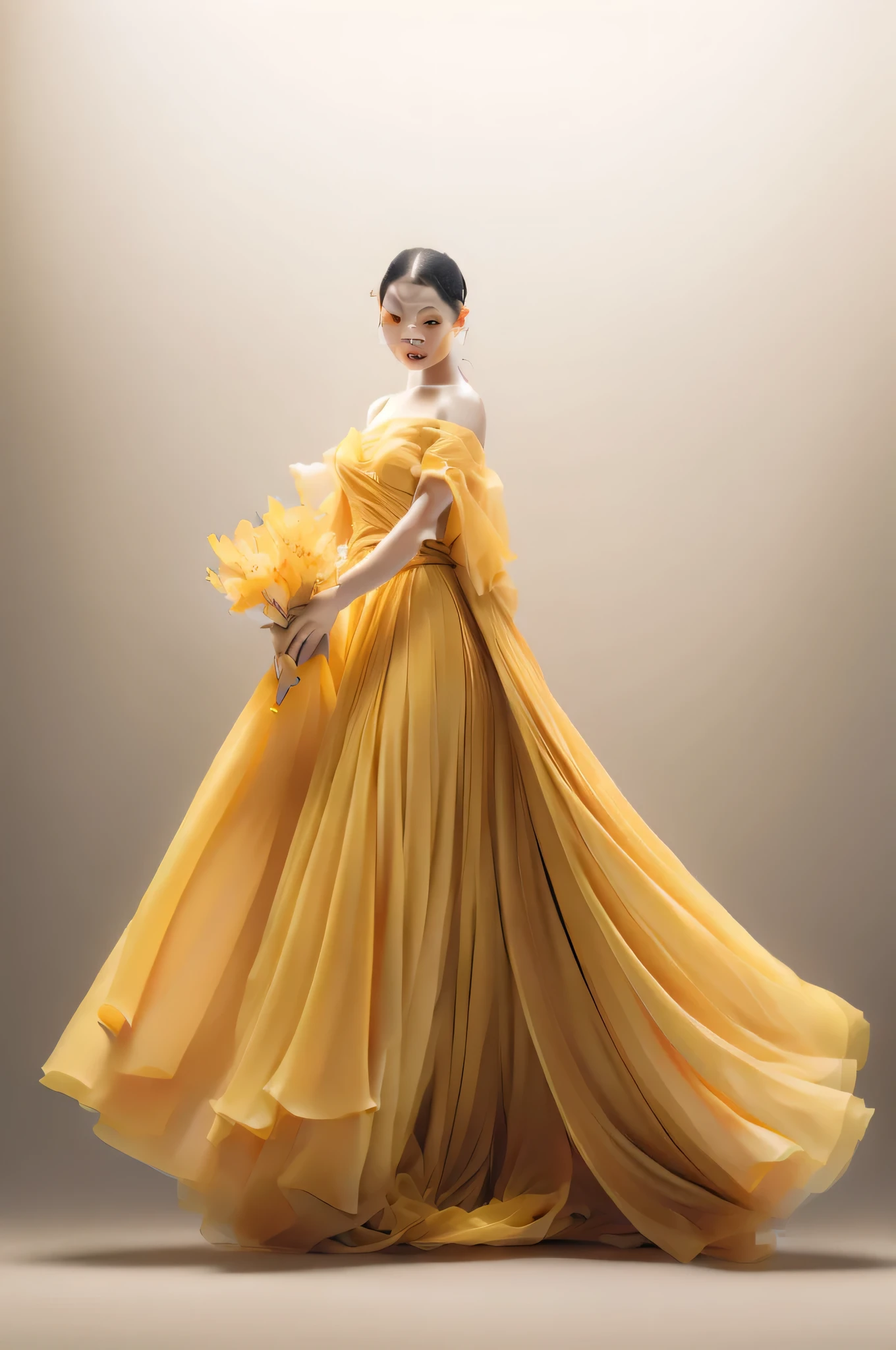 best quality,realistic,masterpiece,Highly detailed,HDR,UHD,8K,1girl,yellow theme,flower,