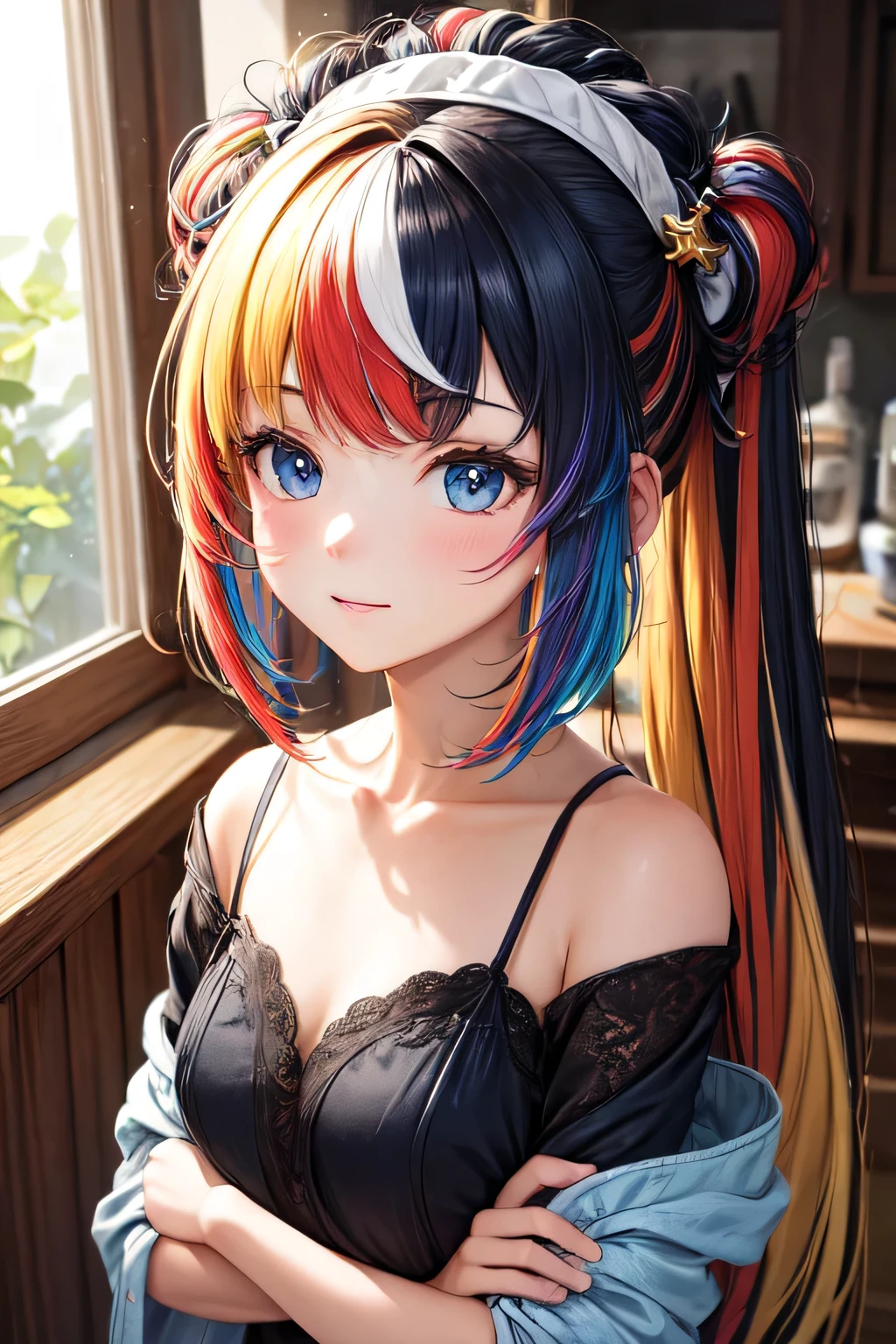 ((best quality)), ((masterpiece)), (detailed), multicolored hair