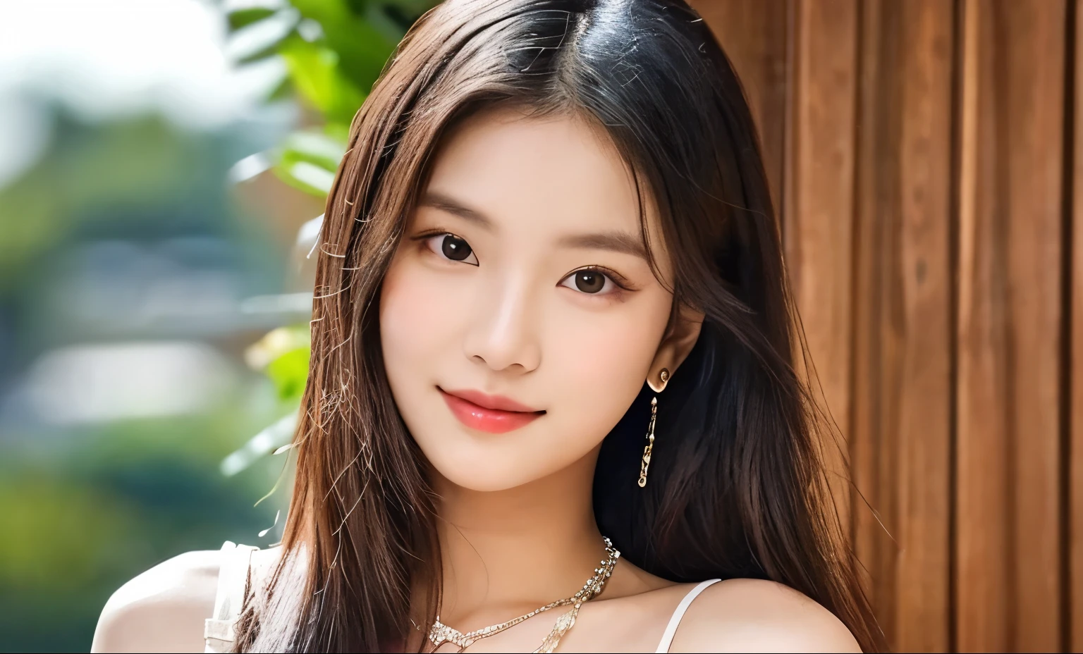 there is a woman with long hair and a necklace on, ruan cute vtuber, sakimichan, leaked image, nivanh chanthara, with round face, south east asian with round face, with cute - fine - face, very pretty face, blackpink jennie, clear cute face, face with artgram, headshot profile picture