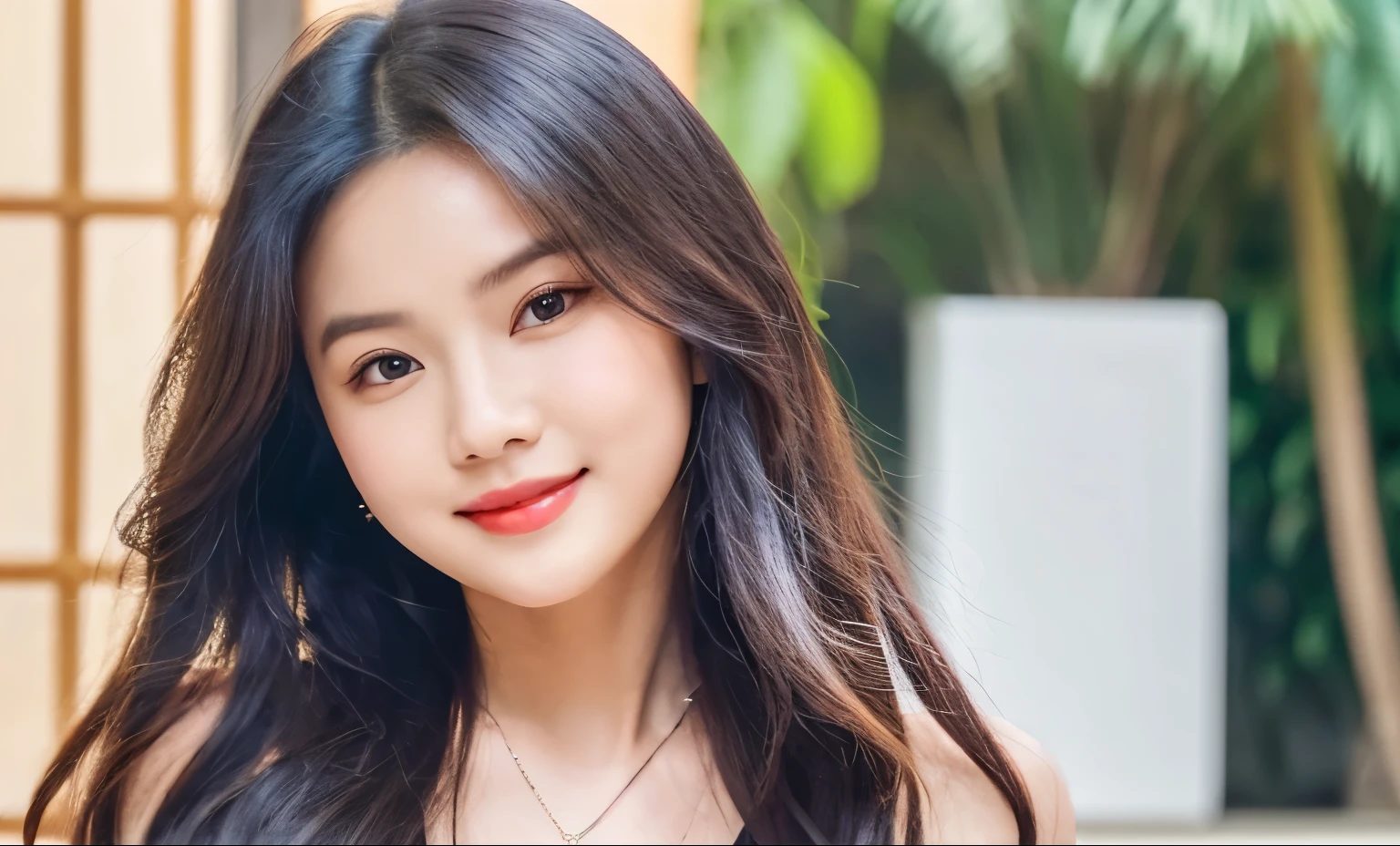 there is a woman with long hair and a necklace on, ruan cute vtuber, sakimichan, leaked image, nivanh chanthara, with round face, south east asian with round face, with cute - fine - face, very pretty face, blackpink jennie, clear cute face, face with artgram, headshot profile picture