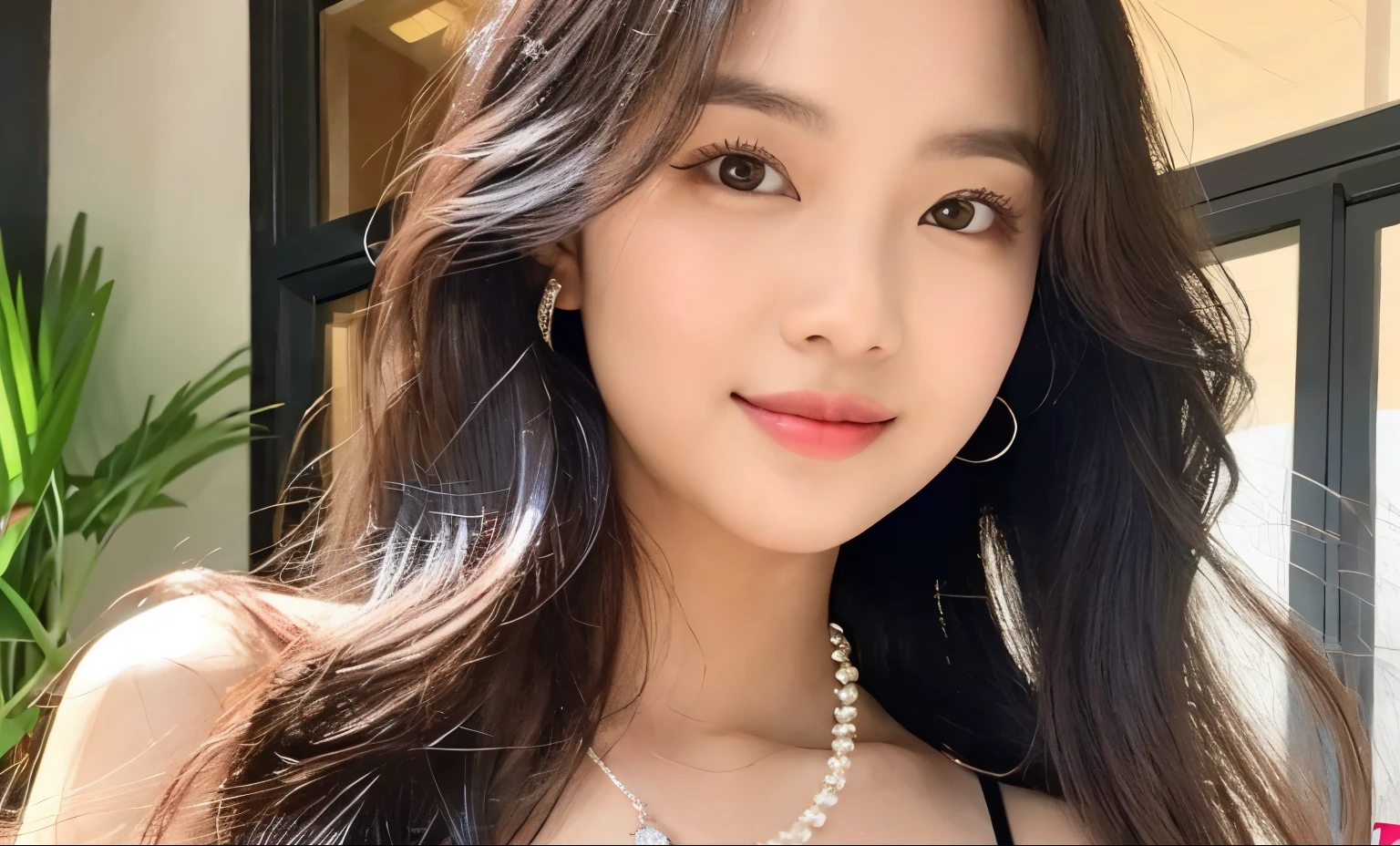 there is a woman with long hair and a necklace on, ruan cute vtuber, sakimichan, leaked image, nivanh chanthara, with round face, south east asian with round face, with cute - fine - face, very pretty face, blackpink jennie, clear cute face, face with artgram, headshot profile picture
