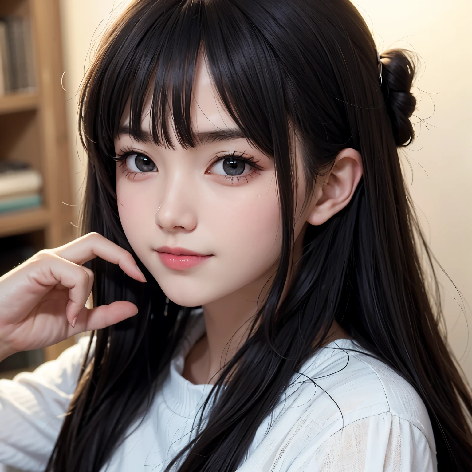 a close up of a woman, Take a selfie with your phone, 18 years, she'It's around 2 o'clock0 лет, she'It's around 2 o'clock0 лет, 2, 4 year old female model, Violet Myers, 22, she'It's around 2 o'clock,5 years, 23 years old, she wears black sexy lingerie, 16 years