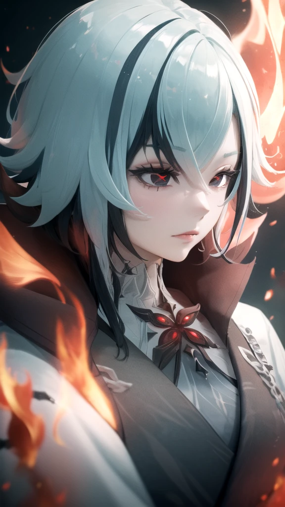 (High Detail:1.2) Anime Girl, (Cinematic Lighting, Delicate Colors), (Ember:1.2), Lighting Calm, Wind, Fog. Turquoise, delta tones.