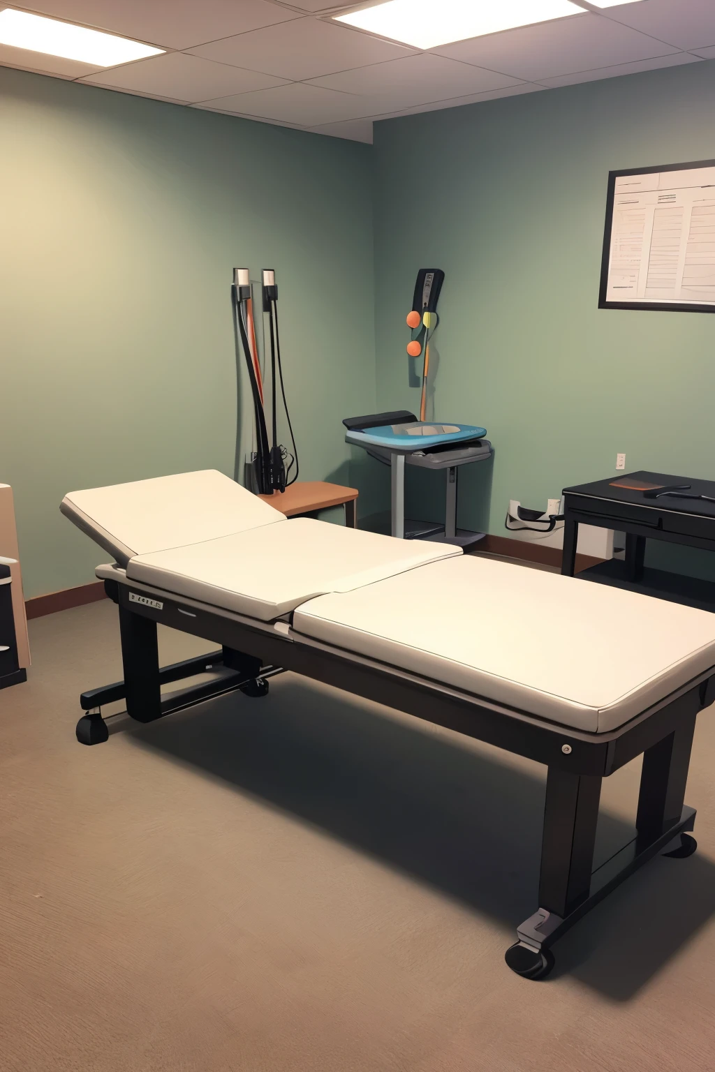 therapy room with physical therapy treatment table