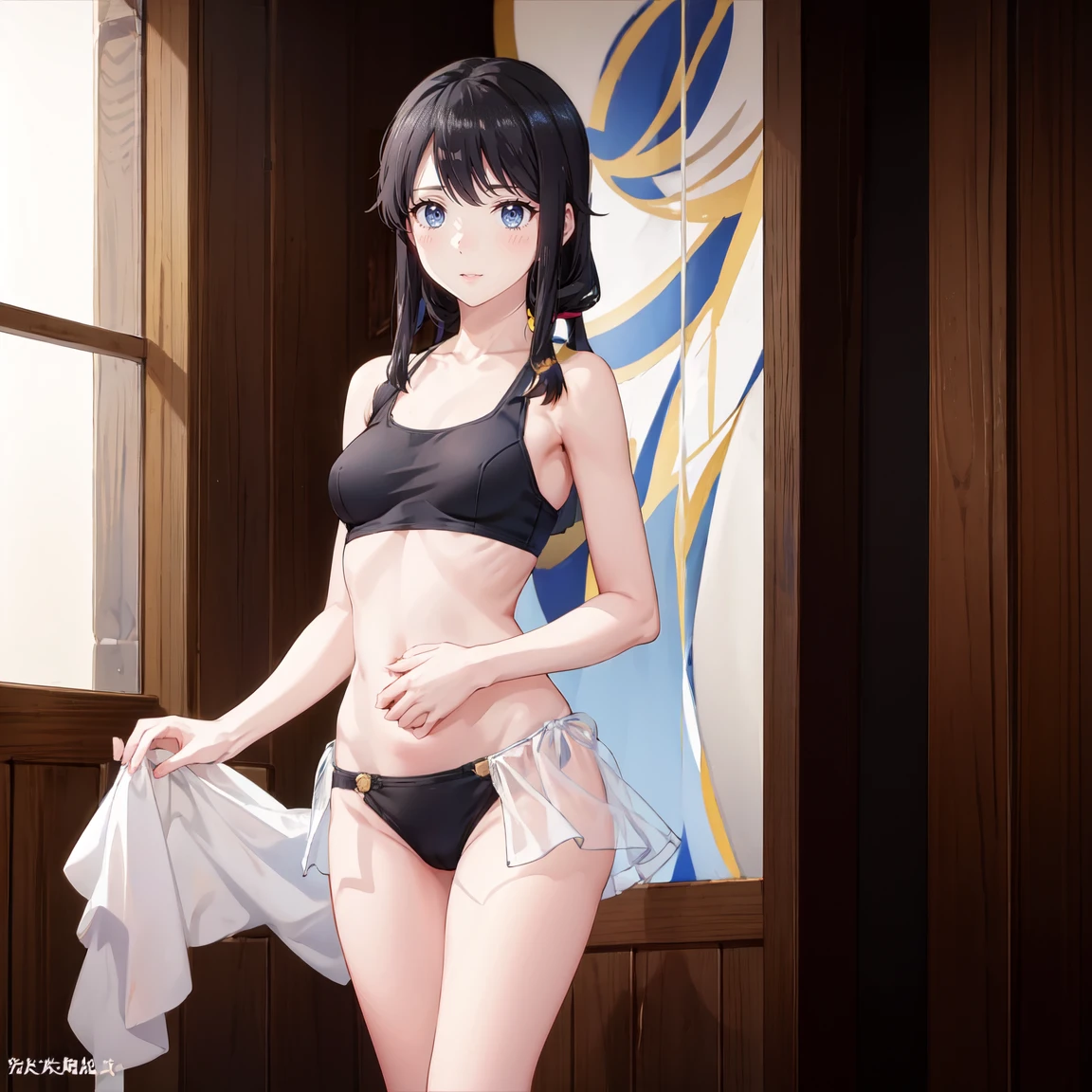 (( Fleet Collection、Kantai Collection、Yao、standing,multiple views、)),((Sailor suit、topless、breasts out,belly button、Bottomless))、woman,Full body photo, ((white background. White bed in a love hotel))) Best image quality, high quality, The background is clear，きれいなwoman, Japanese, detailed, detailed eyes, detailed skin, Beautiful Skin, 超High resolution, (reality: 1.4),とても美しいwoman, A little younger face, Beautiful Skin, thin, (Ultra-photorealism), (High resolution), (8k), (非常にdetailed) (Beautiful and detailed eyes), (非常にdetailed), (detailed face), Displaying the viewer, Fine details, detailed face, smile,Staring straight ahead, Staring straight ahead, Photo Real, Baby Face,Hairstyle: ponytail、short hair,Brown Hair、smile,(((Sailor suit、topless、breasts out,belly button、No underwear、Bottomless)))(Gaunt, Skinny,)(((Gaunt, flat chest, ,)))(,))hair over one eye, from below,　(((Fleet Collection、Kantai Collection、Yao、standing,multiple views,)))