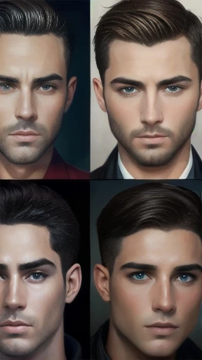 a group of 5 handsome Judaean short hair, detailed facial features, beautiful eyes, expressive poses, cinematic lighting, dramatic shadows, vibrant colors, digital painting, photorealistic, masterpiece