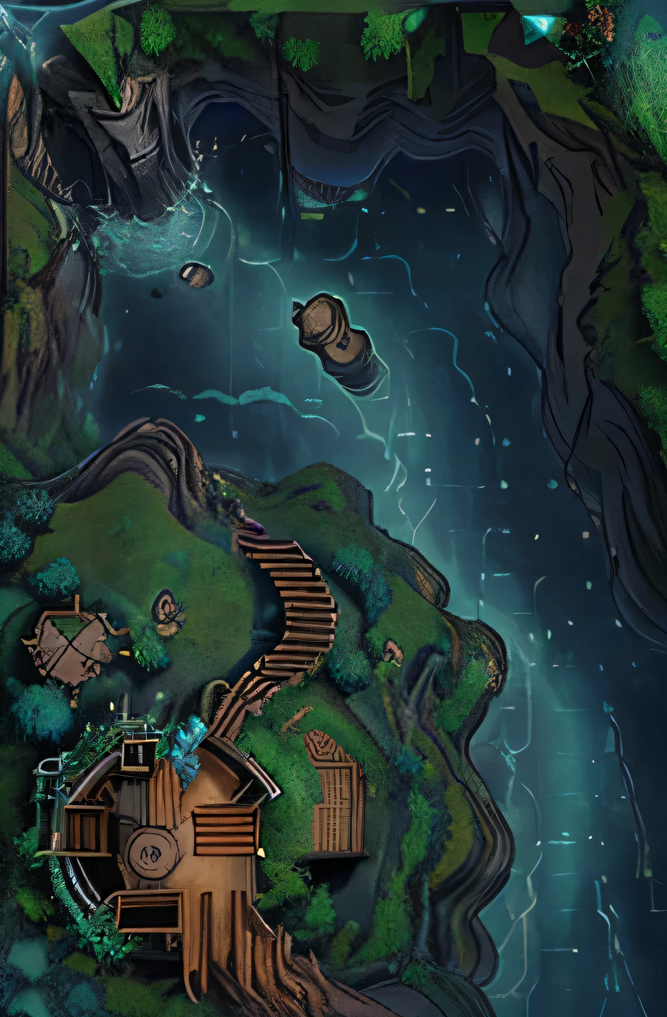 art ghibli dungeon map top of down