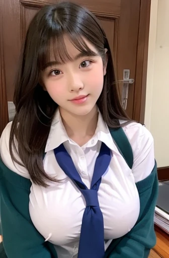 high school girl Big Tits Very large breasts Clothed Big Tits Clothes that emphasize the chest school uniform Dick Massage