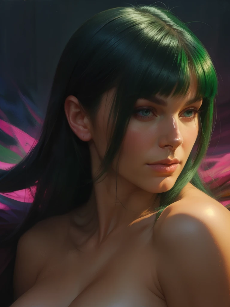 Realistic oil paint of Morrigan.