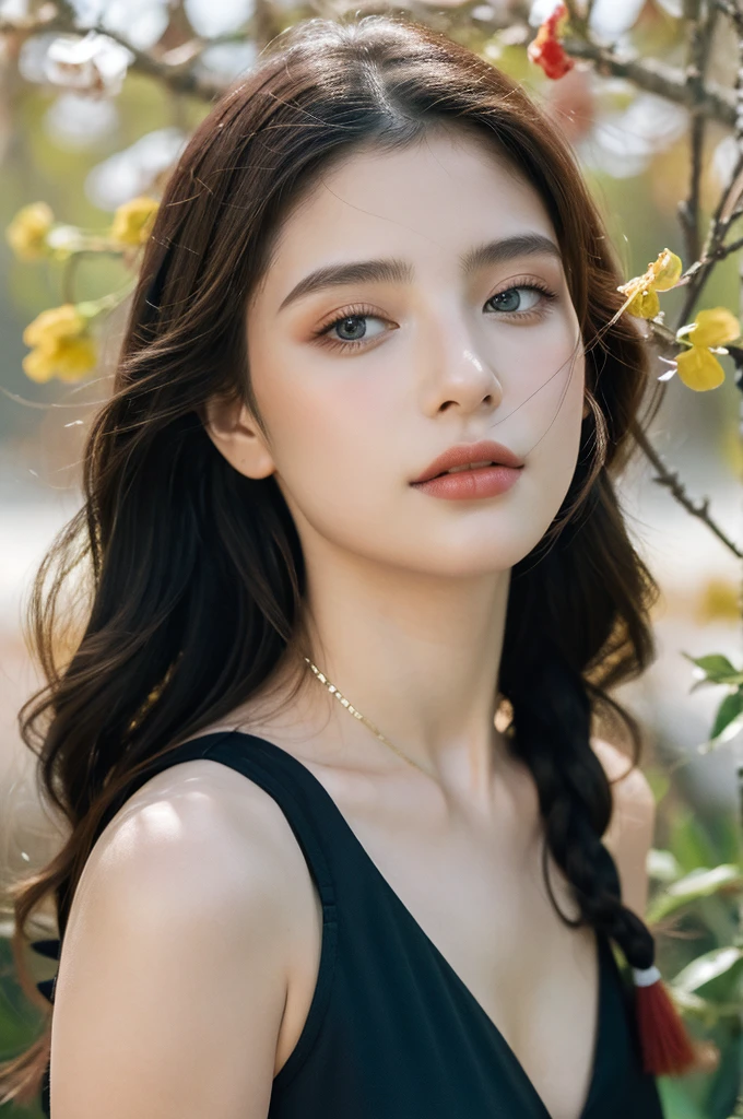( masterpiece, top quality, best quality,8k,years old girl,ultra detailed,raw photo:1.5),(photorealistic:1.4), (cinematic lighting), PerfectNwsjMajic, , Surrealism, UHD, ccurate, Super detail, textured skin, High detail, Best quality, dynamic angle, White skin,[Beautiful blue eyes], high nose,(1girl),(good anatomy:0.5)), Dreamy atmosphere,expressive brush strokes, mystical ambiance, Artistic interpretation, a whimsical illustration,dark, Subtle colors and tones, mystical aura, niña02, photographed on a Nikon Z7 II mirrorless camera,120 mm F/4 Wide angle
girl02, 1girl, solamente, Cabello largo, Mirando al espectador, cabello negro, mangas largas, braid
A woman in a white dress and a black braid with a blue and red pattern at the neck, Chen Lu, Moda Art Nouveau bordada, Un retrato de personaje, aestheticism,
A woman wearing a black top and a red scarf with a red and white design at the neck, Chen Jiru, Moda Art Nouveau bordada, A silkscreen, cloisonnismo
La mejor calidad, Obra maestra, Ultra detallado, Disparo de vaquero, afluente, 3dmm, boceto a tinta, tinta de color, renderizado de tinta, Renderizado de octanaje, Pasteles, papel de arroz, 1girl, hermosos ojos detallados, (Peinado alternativo), Cabello ultra detallado, elegante, (encantador), (delicado), bonita, Lindo, vestido de encaje, en el centro del marco, cadencia, fantasy, Mirando al espectador,((upper body)), forest, The forest is full of flowers 