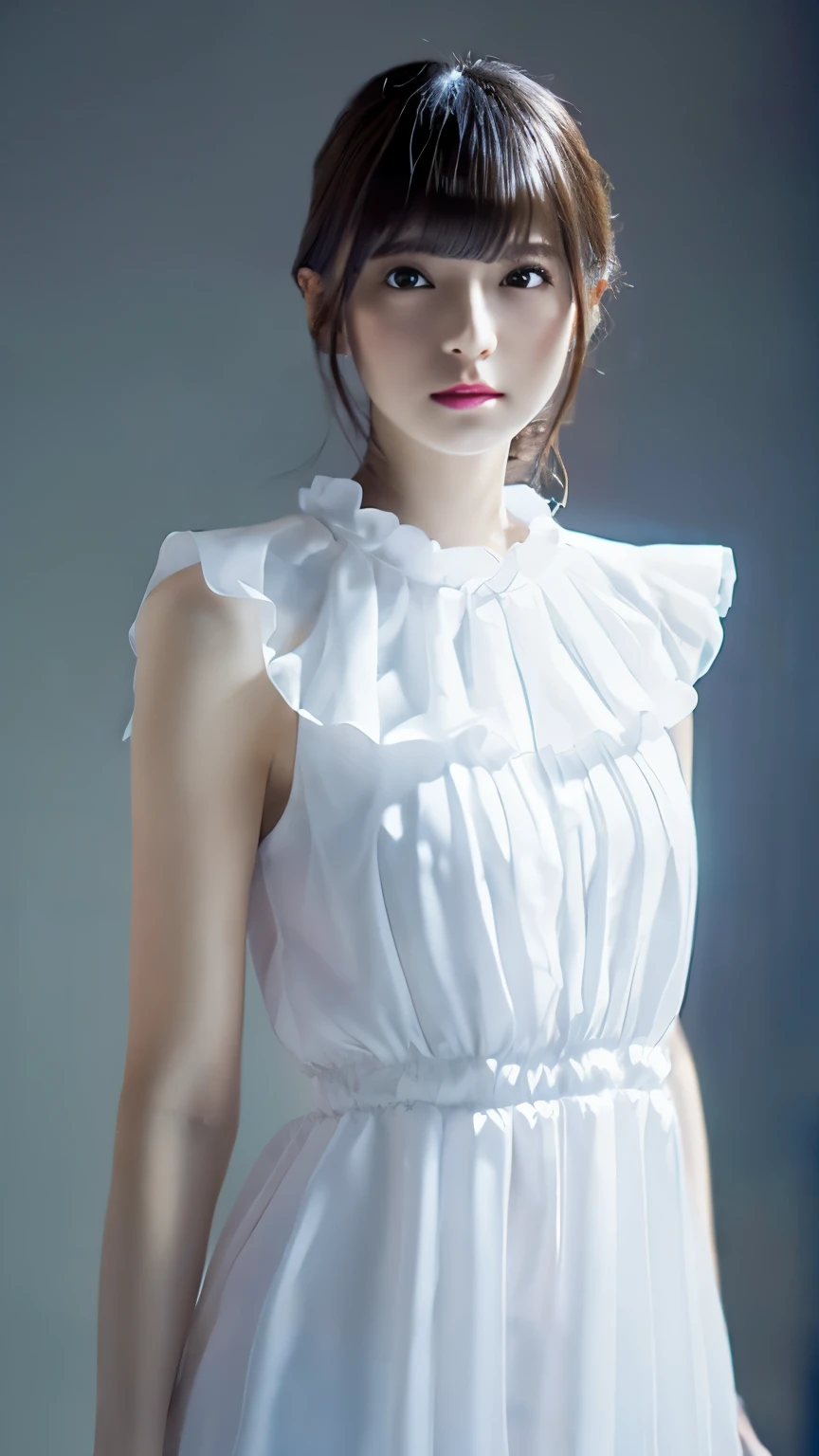 A close up of a woman in a white dress posing for a picture - SeaArt AI