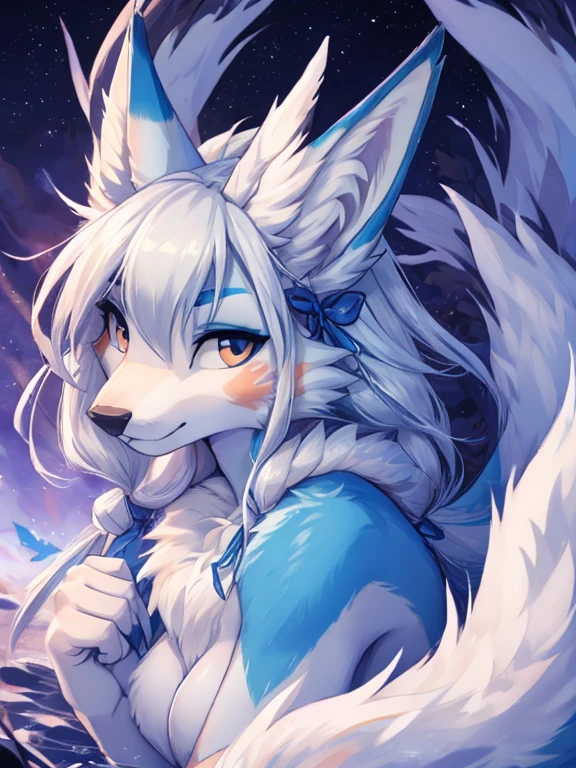 , blue&white body, alta definicion, orejas de kitsune