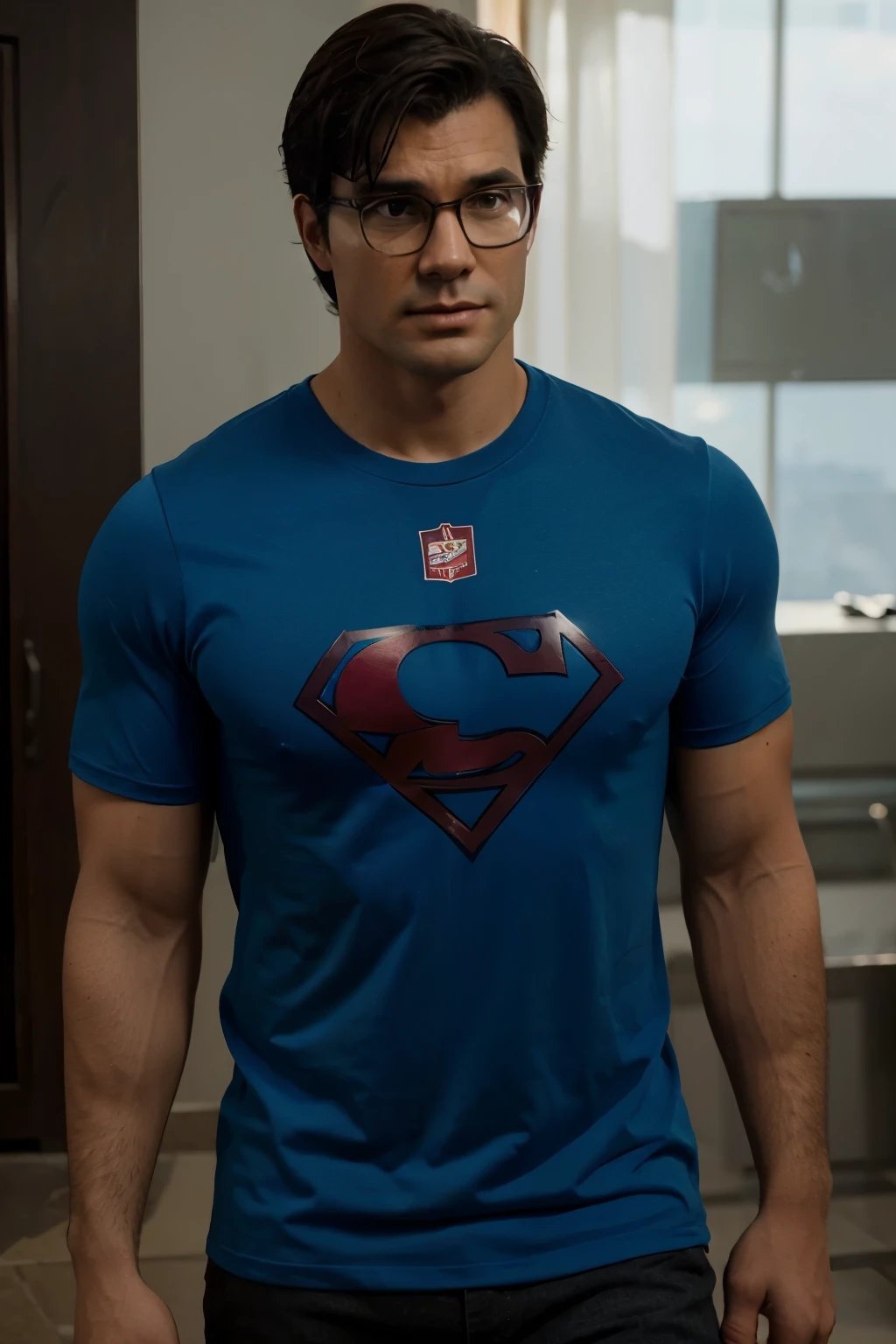 clark kent usando uma camiseta de jesus cristo