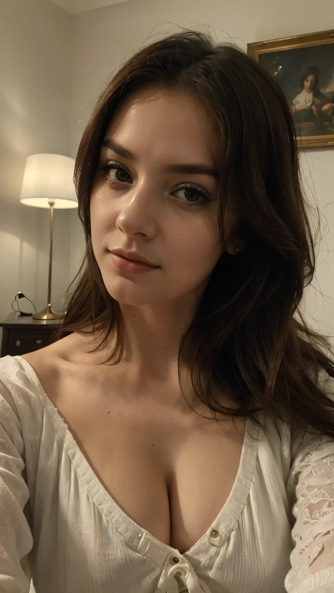 ((Best quality)), ((masterpiece)), (detailed), young woman, in the room, selfie, realistic, Beautiful, Details