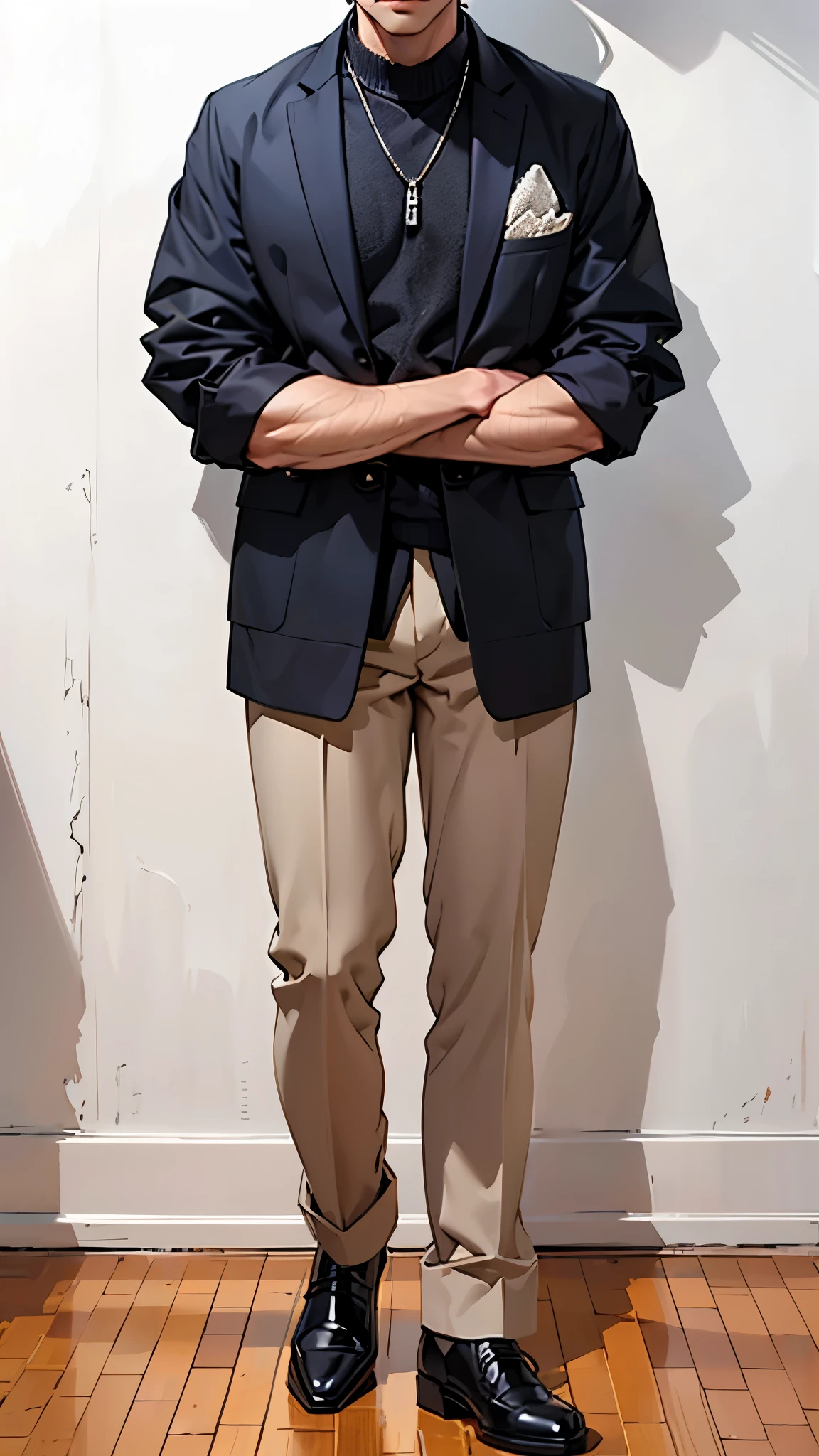 full-length man, classical style +1, relaxed pose, straight arms down, straight legs, male, man, 46 years old, psychopath archetype, brown eyes