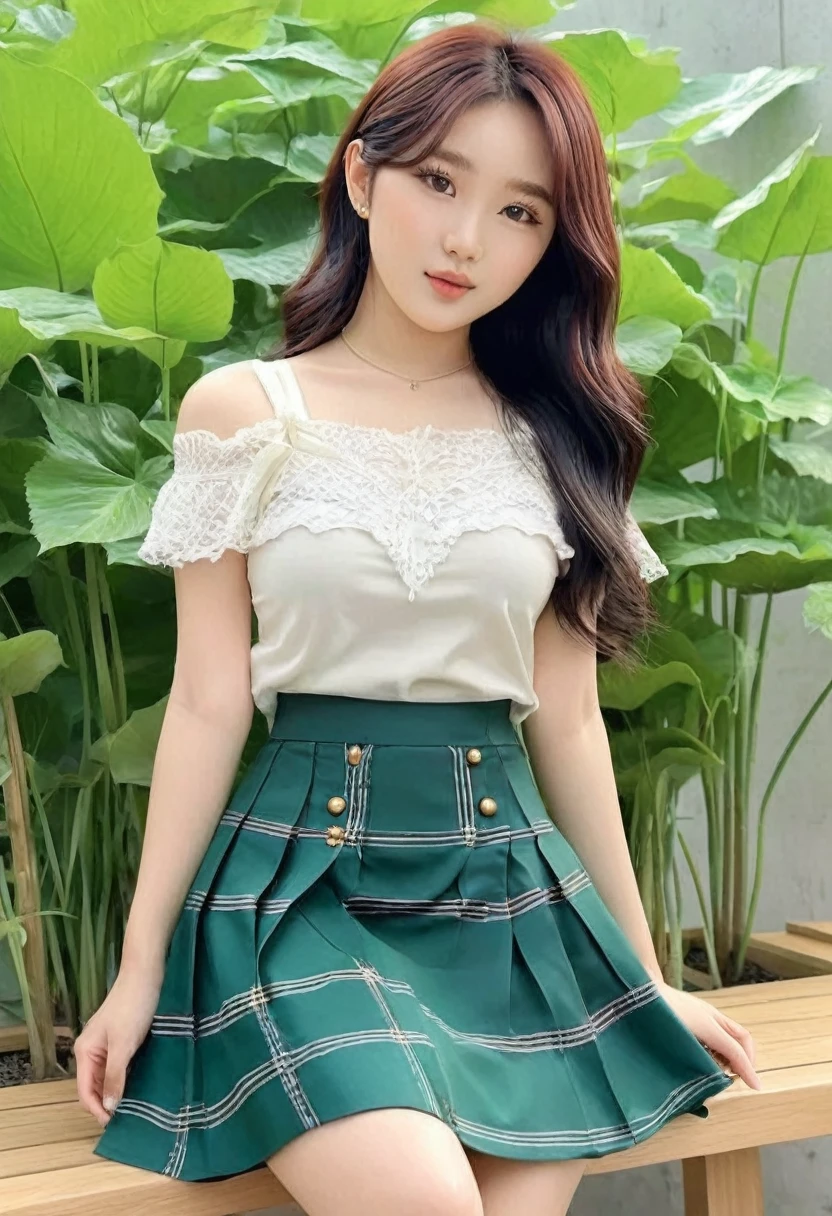 (best high quality:1.2), Work of art, 8k, extremely detailed, (High detail:1.2), (Hotlexi woman), Solo, 24 year old Korean Ulzzang female, ((skirt)), 