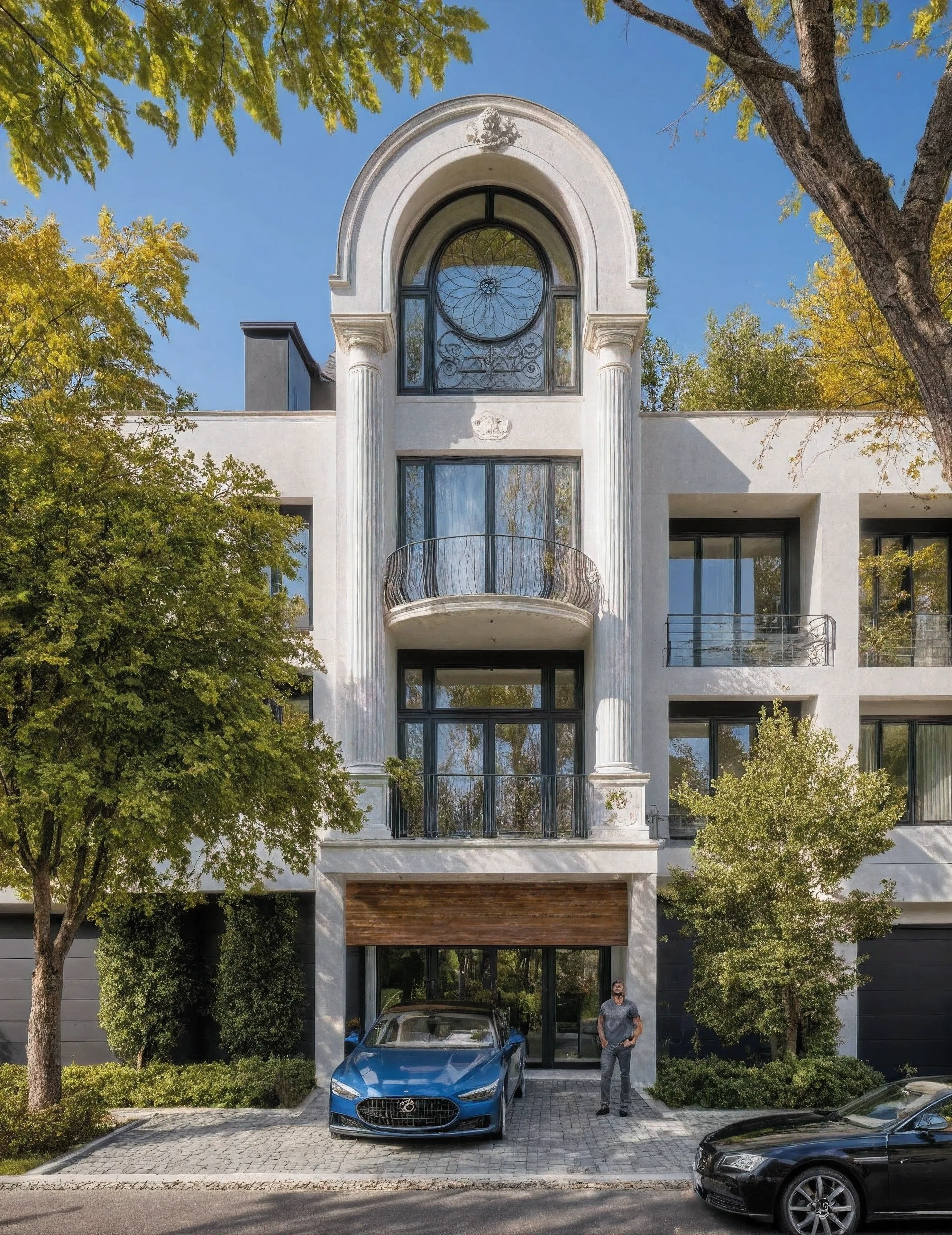 villa moderne, (style moderne:1.2), exterior design, vue de perspective, (block sidewalks and asphalt roads), (la maison du voisin d&#39;Beside), (jour light sky background), Arbres bas autour de la maison, atmosphère globalement paisible photo cinématographique, (L&#39;neutral lighting suitable for the modern villa, clear color thermometer sunlight 5500 KEVIN), Hyperrealistic art, professionnel, 8k, very detailed ï¼, (visualisation de la conception architecturale), (reflection), (se concentrer sur un objet), (material normal bump real reflection), (Scattered light), (hidden light) (rayon de lumière), (lumière multifaisceaux), (rayon de soleil) (multi-level reflection), (rendu de visualisation du logiciel corona:1.2),(((Best quality))), ((chef-d&#39;artwork)), ((meilleure illustration)), ((meilleures ombres)), ((Great detail)), (Lignes complexes), (photorealism),(hyper detail), ((archaic)), ((award-winning design)), (dynamic light), ((jour)), (Lumière parfaite), (Shimmering light), ((photorealistic)), ((complex detail)), ((extreme detail)), ((science)), ((hyper-detail)), ((Great detail)), ((super realistic)), ((Crazy Detail)), ((rendu d&#39;octane)), ((cinematic)), ((tendance sur artstation)), ((High fidelity)), ((video)), ((croustillant)), ((Brillant)), ((Superbe)), ((Attrayant)), ((High quality)),((pointu))((Brillant)), ((Superbe)), naturel, ((Attrayant)), ((Enlightening)), ((impeccable)), ((High quality)),((pointu edge render)), ((moderately soft lighting)), ((rendu photographique)), ((detailed archiving)), {real environment|spring adjustment|espace de style tropical}