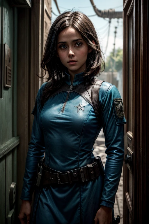 Lucy (Ella Purnell) is one of the residents of the shelter; Maximus (Aaron Moten), a young soldier in blue clothes from the Brotherhood of Steel paramilitary faction ; e The Ghoul (Walton Goggins),