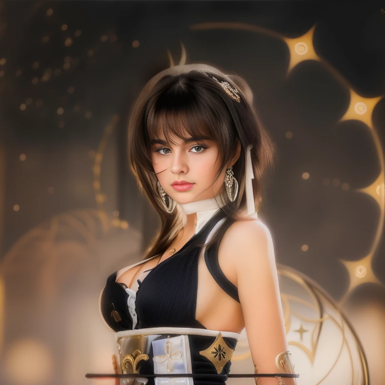 A ultra beautiful girl, gorgeous babe, cute, very  large  breasts, gorgeous european girl of 18 years  old , (((european face))), UHD, 12K, MASTERPIECE, PHOTOREALISTIC, ULTRA REALISTIC, INSANE DETAILS, turn this character into reality, ((the most cute girl face in the world, young)), black hairs, detailed dresses