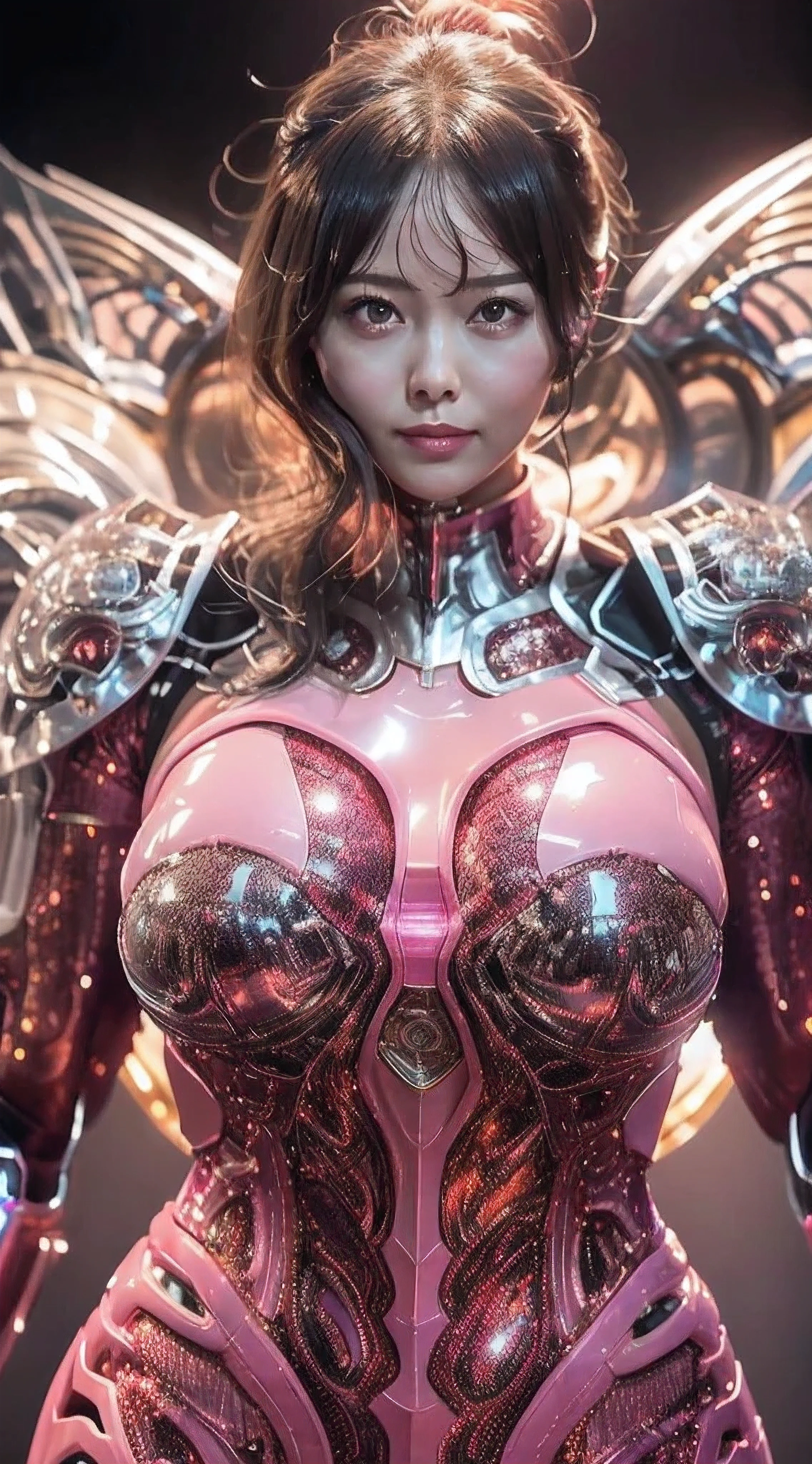Pink Power Rangers、femele、Realistic、Writing, Glossy suit、Power Rangers Bodysuit、professional photograpy、Does not expose the skin, Japanese Models,、,The skin is not exposed、fleshy body, large boob、 hard 、、big butts、Big belly、thick thight、thick arms、Round face、Fat face、chubby cheeks、Sauce order、big eye、brown short-haired、、Night background、