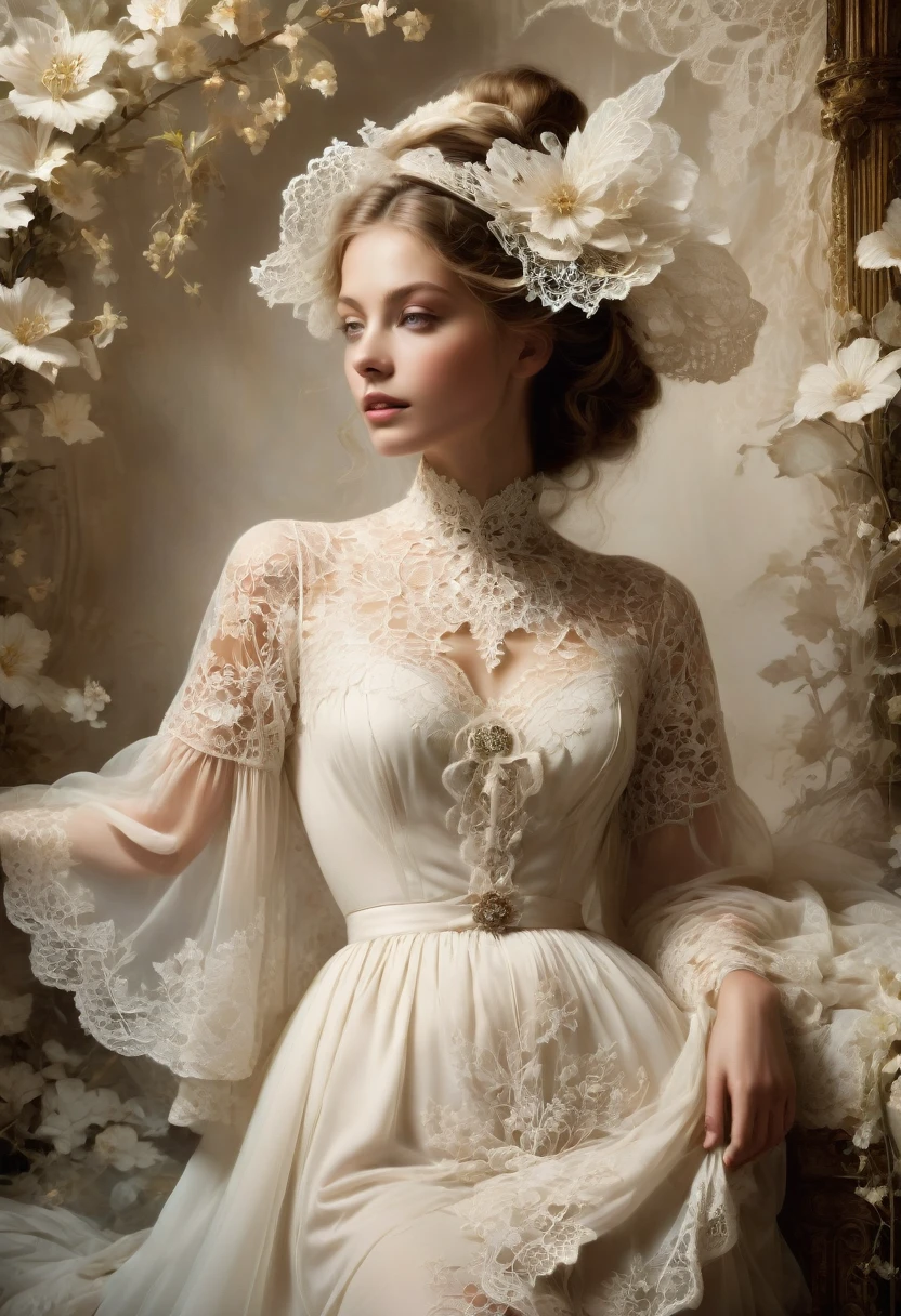 White Lace, by Clementina Hawarden, best quality, masterpiece, very aesthetic, perfect composition, intricate details, ultra-detailed