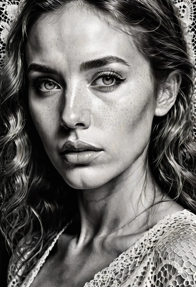 White Lace, by Chuck Close, best quality, masterpiece, very aesthetic, perfect composition, intricate details, ultra-detailed