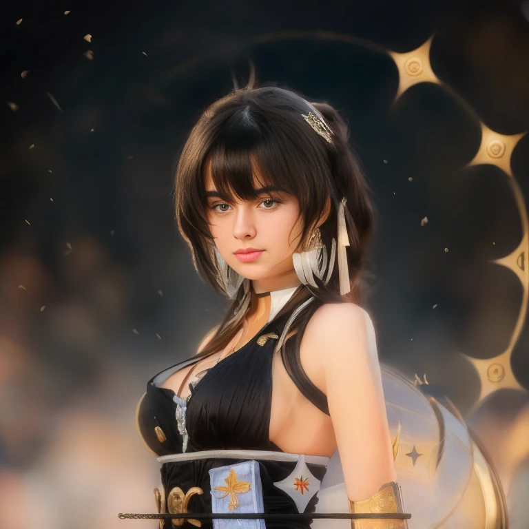 A ultra beautiful girl, gorgeous babe, cute, very  large  breasts, gorgeous european girl of 18 years  old , (((european face))), UHD, 12K, MASTERPIECE, PHOTOREALISTIC, ULTRA REALISTIC, INSANE DETAILS, turn this character into reality, ((the most cute girl face in the world, young)), black hairs, detailed dresses