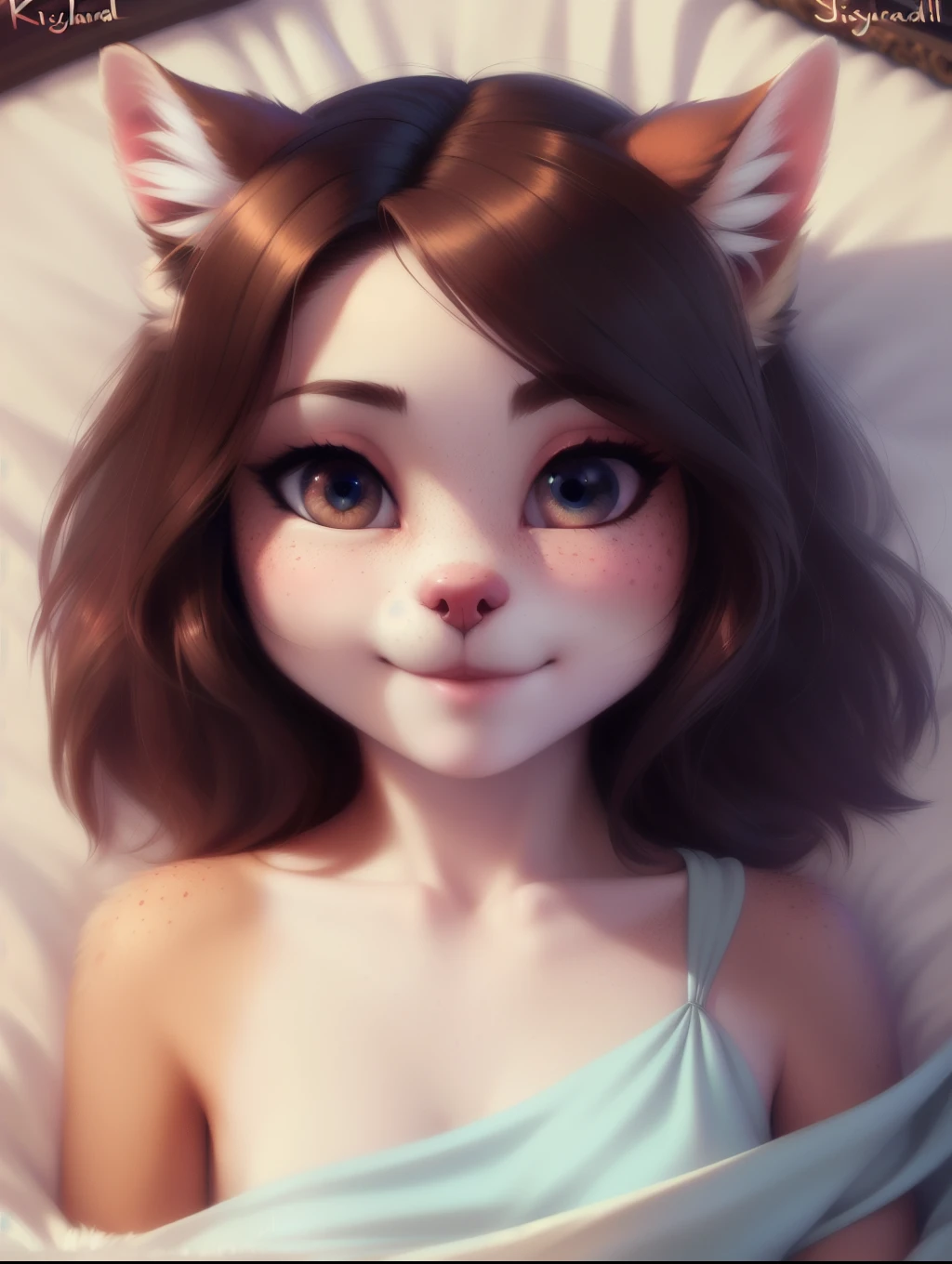 (score_9),beautiful and detailed full body portrait1:2 , ((young 10 year old anthro dog)), anatomically correct, Schlank, Hochgeladen E621, detailed flauschige fur, (von Fluff-Kevlar, Iskra, personalami, Pino Daeni), 1girl, off shoulder dress, adorable, bedroll, missionary position, 1girl, realistic, ultra sharp image, view from above, (solo), highly detailed, first person view, masterpiece, lying on her back, realistic hair, flat chest, dark hair, perfect eyes, absurd resolution, freckles , (kissy face), (Kissing mouth), first kiss, very young girl, sharp focus, blissful look,