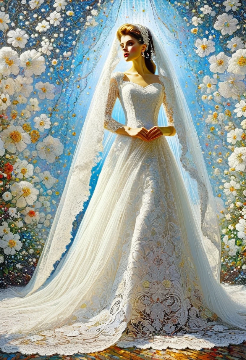 ((white tulle lace)), intricate lace, calico, ((lace on the veil)), aesthetics, ((Jackson-Pollock style!)), ((perfect full detail)), magic naive art, primitivism, protogen,
, ((best quality, Masterpiece)), ((Highest detail Konstantin Makovsky)), RAW:1,1, 8k