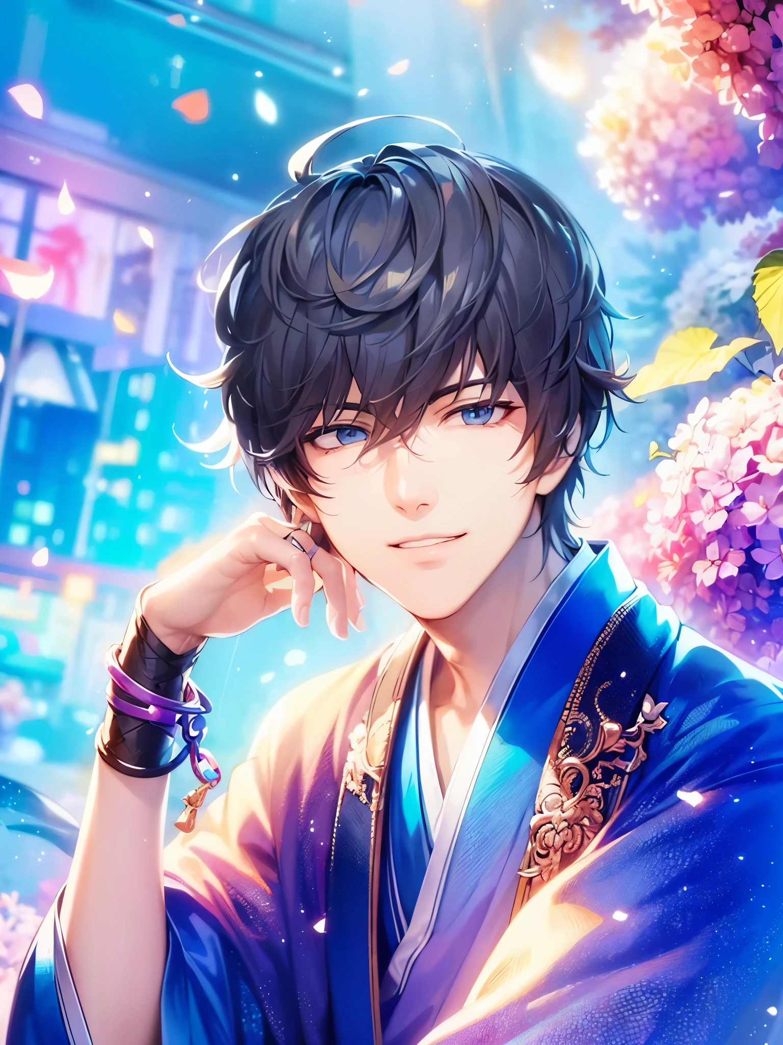 a handsome guy、Serious expression、Cool and beautiful face、Highly Detailed CG Unity 8K Wallpaper, (super masterpiece, Beautiful person, well detailed face polluted smile, It's photorealistic, Hyperrealistic)Cool and handsome face