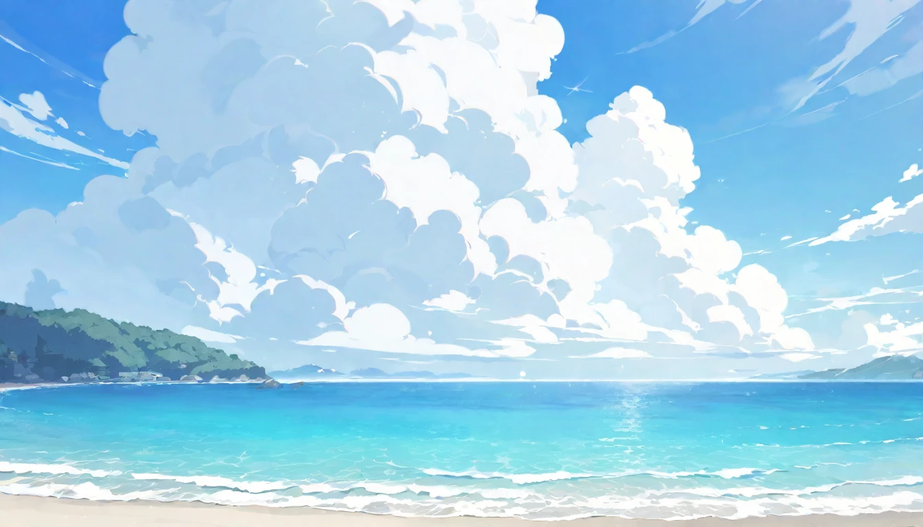 Summer Sea, cloud, blue sky, Sandy Beach