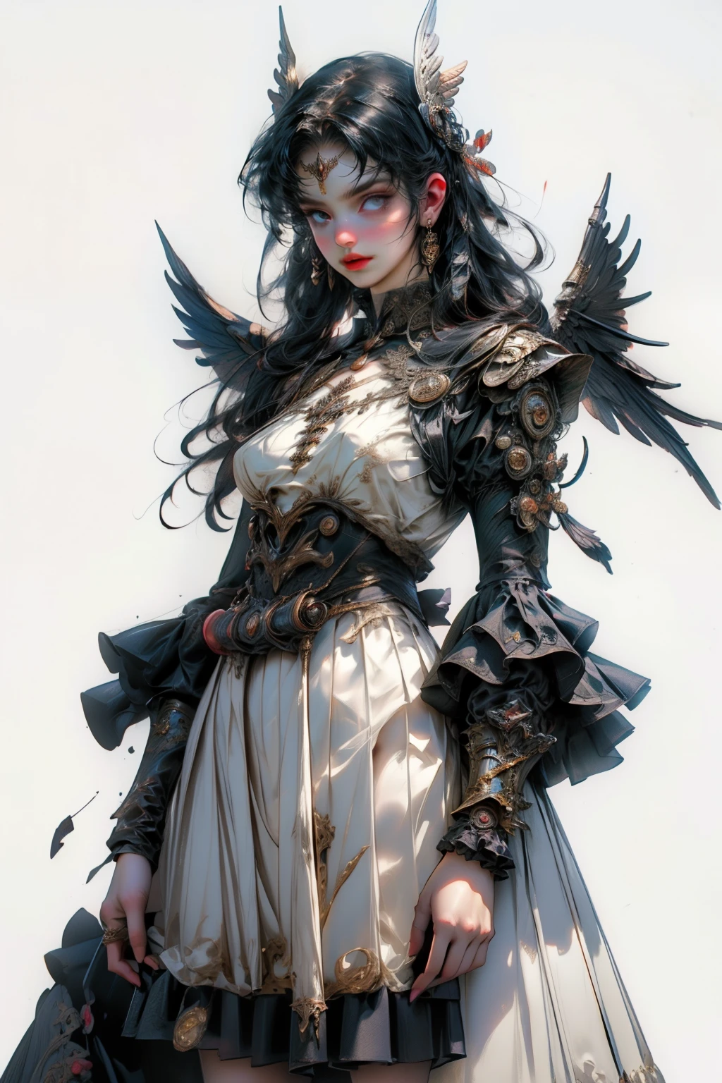 Bloodborne,1girl,solo,(look at viewer:1.2),(white background:1.2),simple background,<lora:Bloodborne:0.8>,(emaciated),(boney),