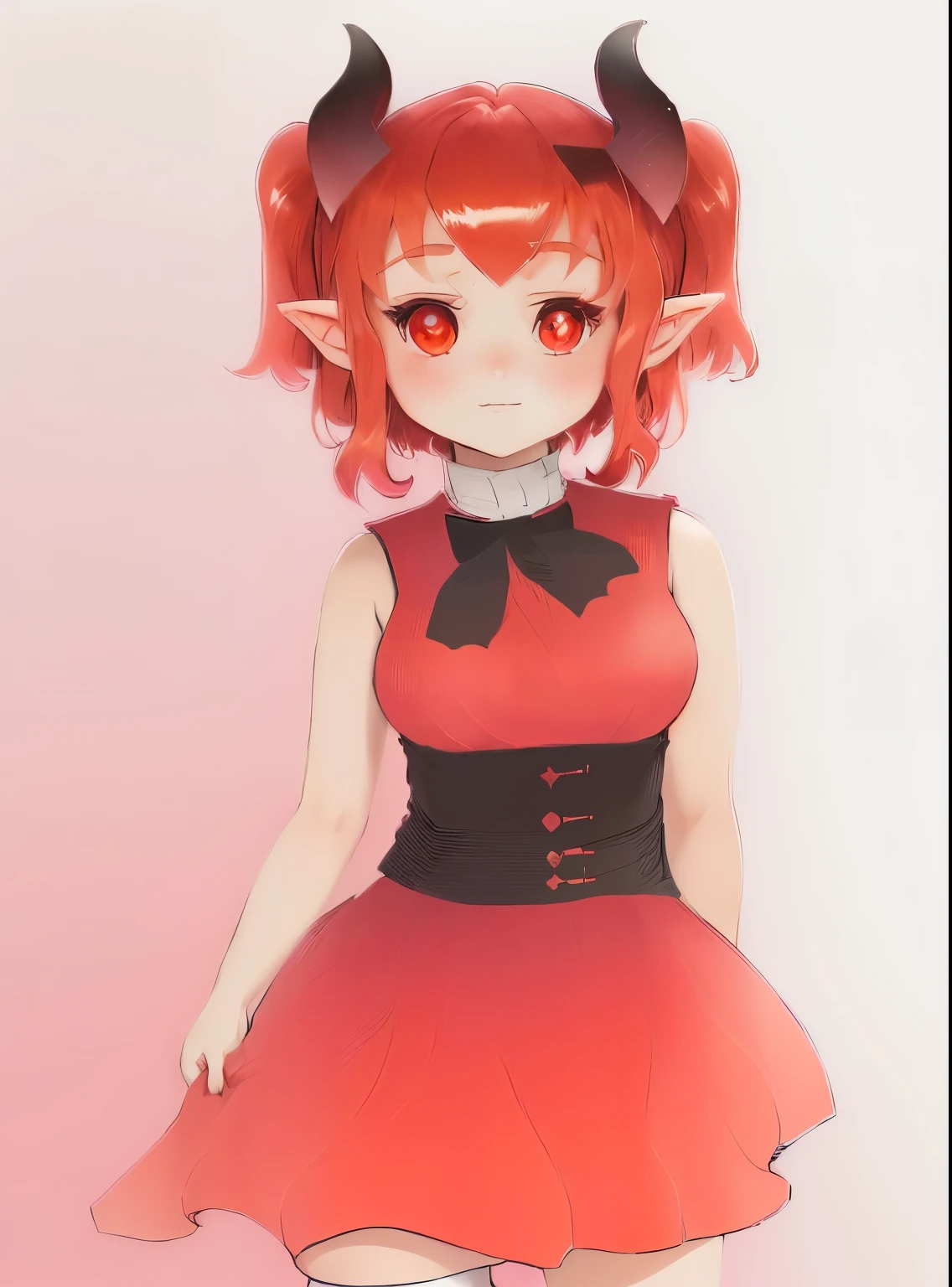 there is a cartoon image of a girl with red hair,  in dress, in an anime style, anime style character, succubus in sundress portrait, in anime style, elf girl, flat anime style shading, anime in fantasy style, anime moe artstyle, retro anime girl, colored lineart, little elf girl, an anime girl, best quality, 4k