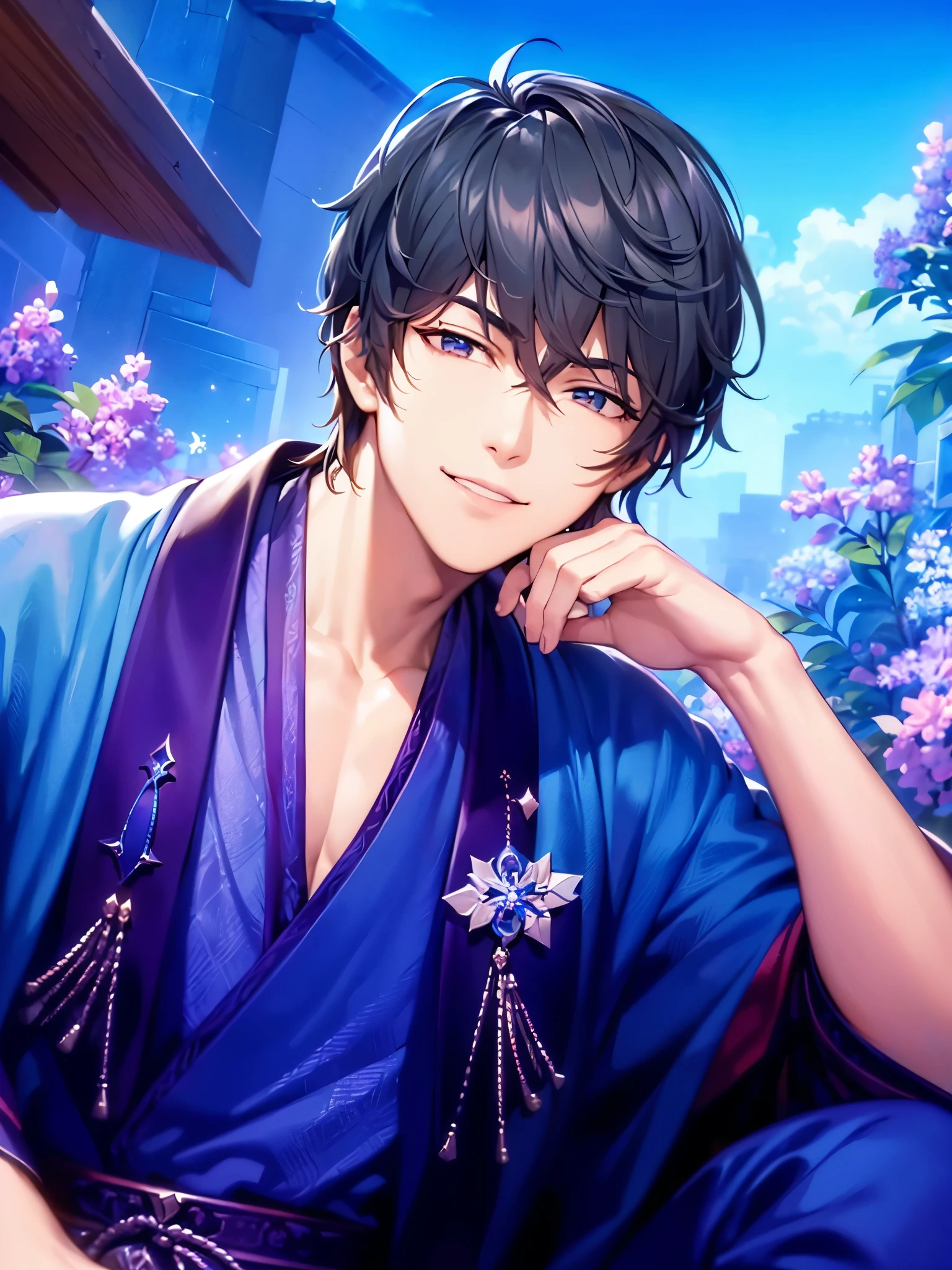 a handsome guy、Serious expression、Cool and beautiful face、Highly Detailed CG Unity 8K Wallpaper, (super masterpiece, Beautiful person, well detailed face polluted smile, It's photorealistic, Hyperrealistic)Cool and handsome face